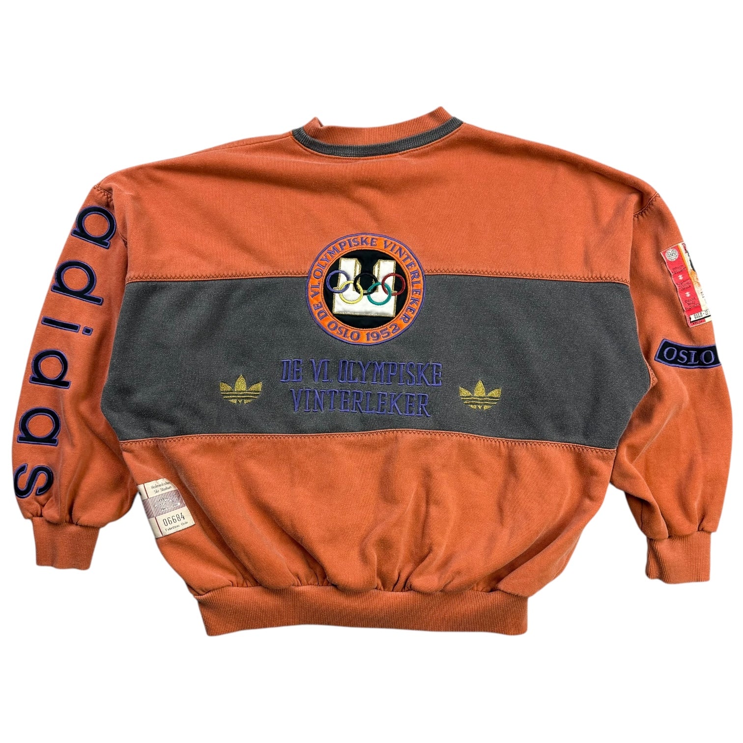 Vintage Adidas 1952 Oslo Olympic Winter Games Crewneck Sweater Peach