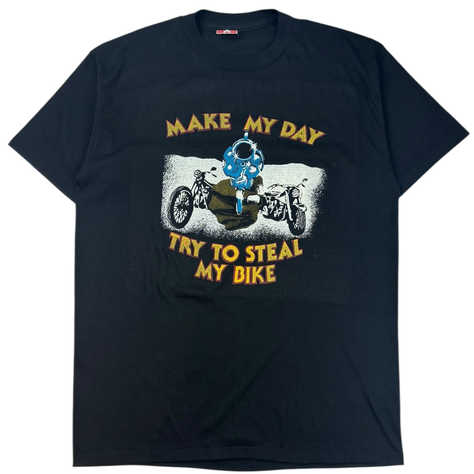 Vintage 80s Biker “Make My Day” T-Shirt Black