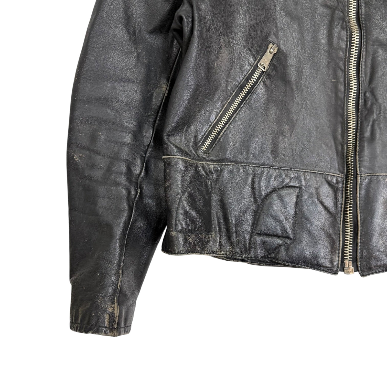 Vintage Sears Leather Biker Jacket Black