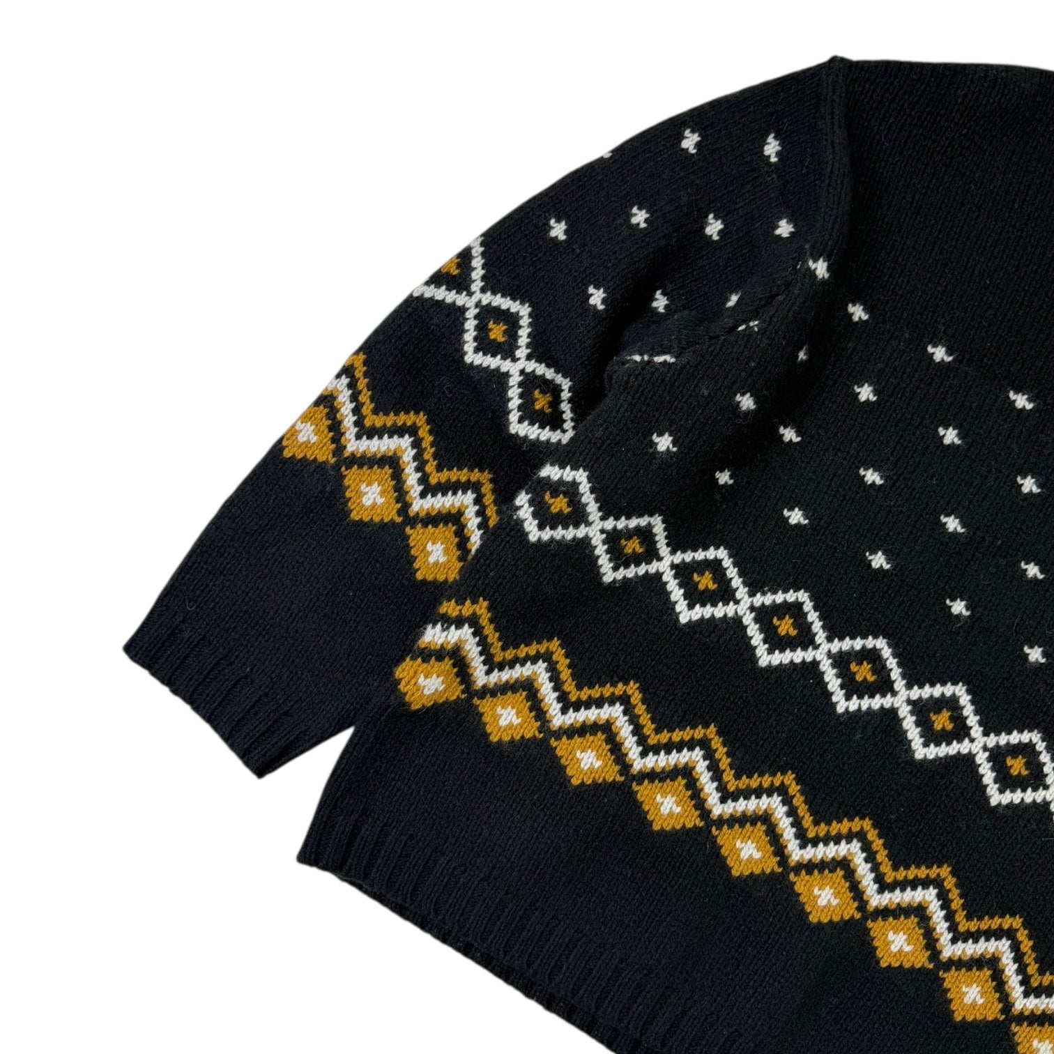 Stussy Roll V-Neck Fairisle Sweater Black