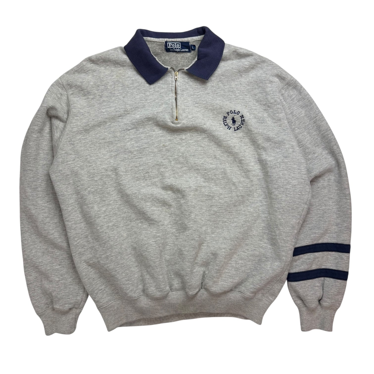 Vintage Ralph Lauren Polo 1/4 Zip Sweater Grey/Blue