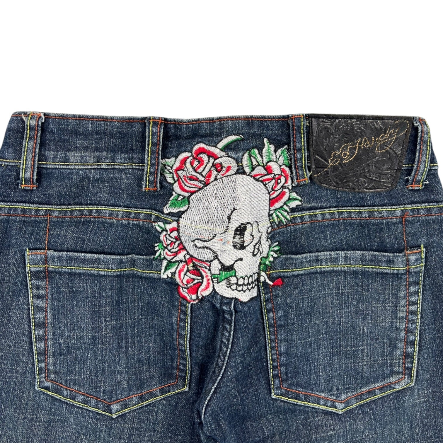 (W) Y2K Ed Hardy Embroidered  Low Rise Jeans