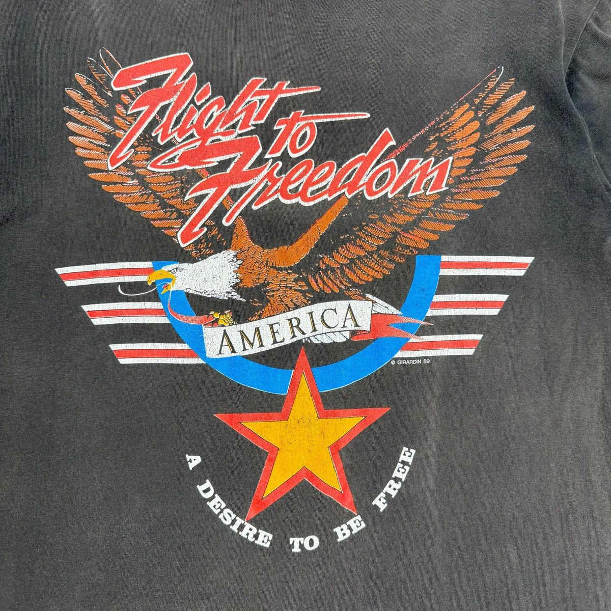 1989 Flight To Freedom “A Desire To Be Free” Tee Faded Black