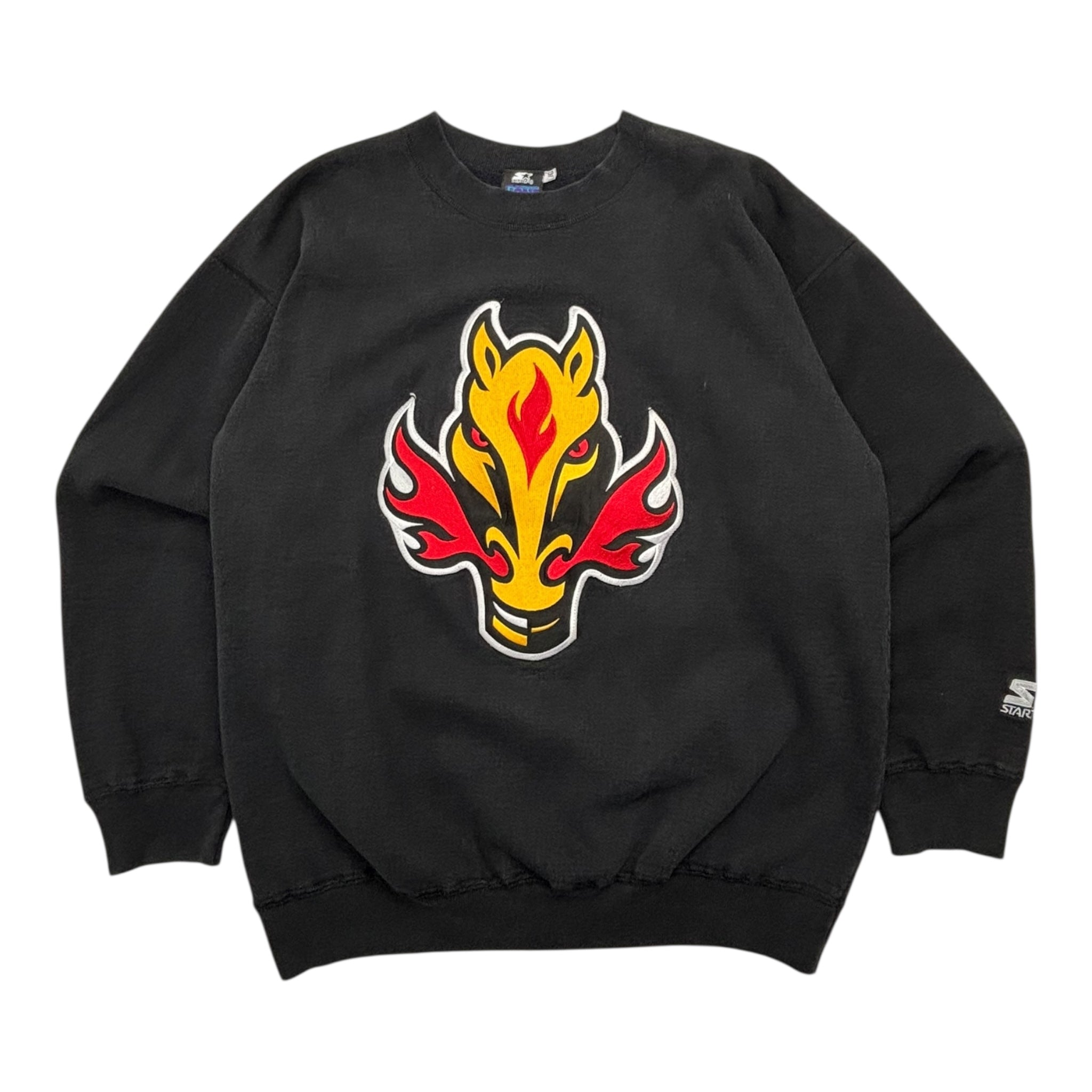 Vintage Starter Calgary Flames One Pound Fleece Blasty Crewneck