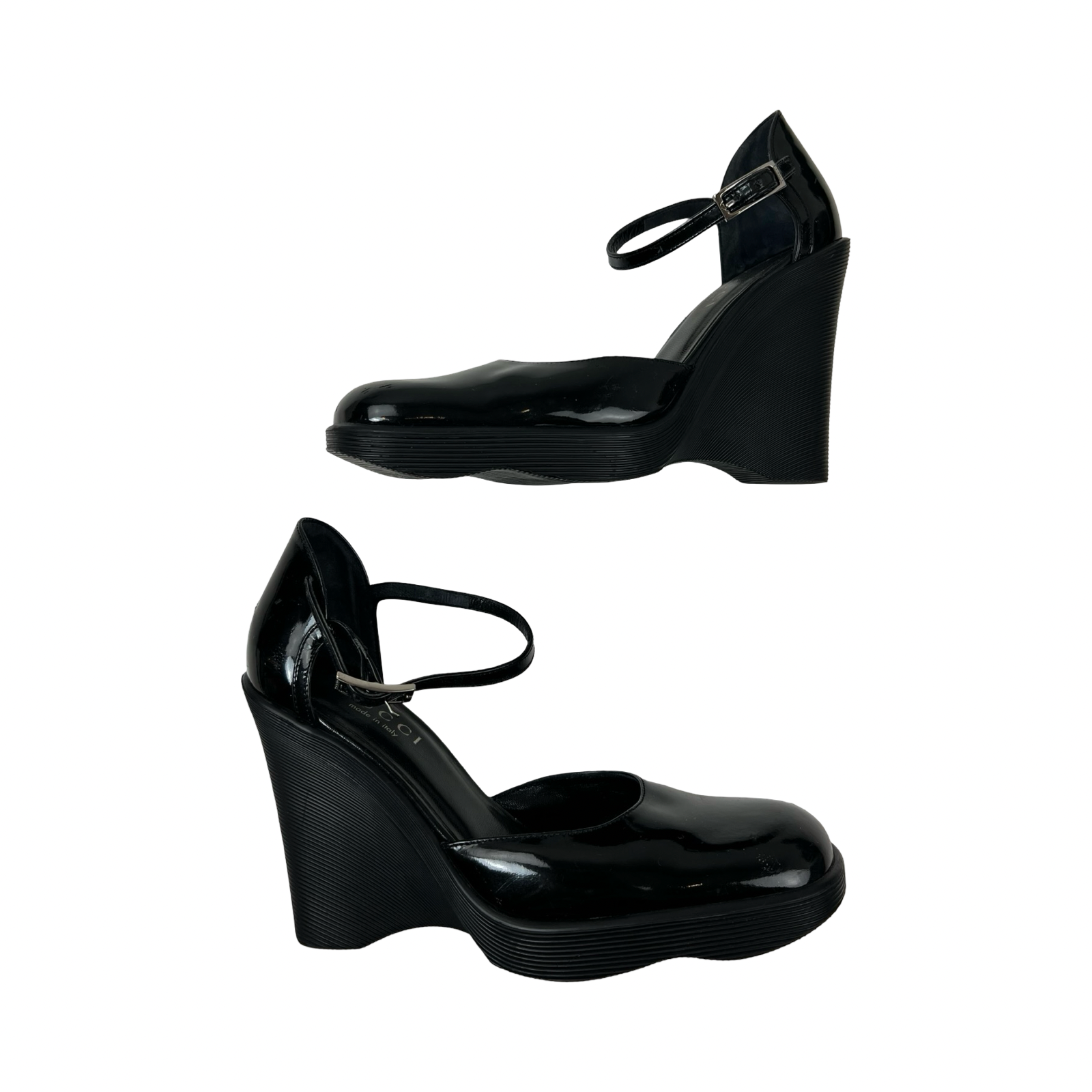 Vintage Gucci Black Patent Leather Wedge Pump (Used)