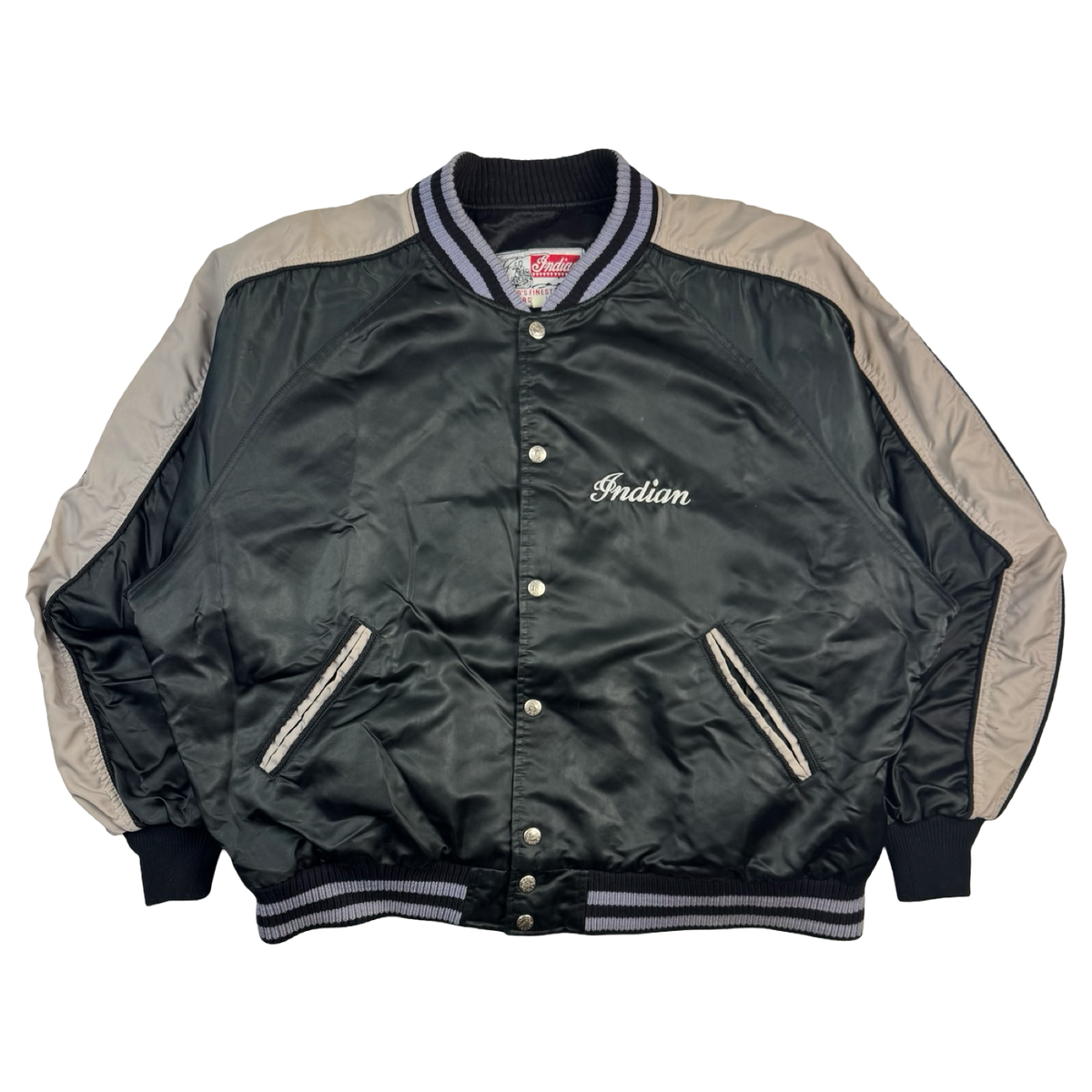 Vintage Indian Motorcycle Satin Jacket Black