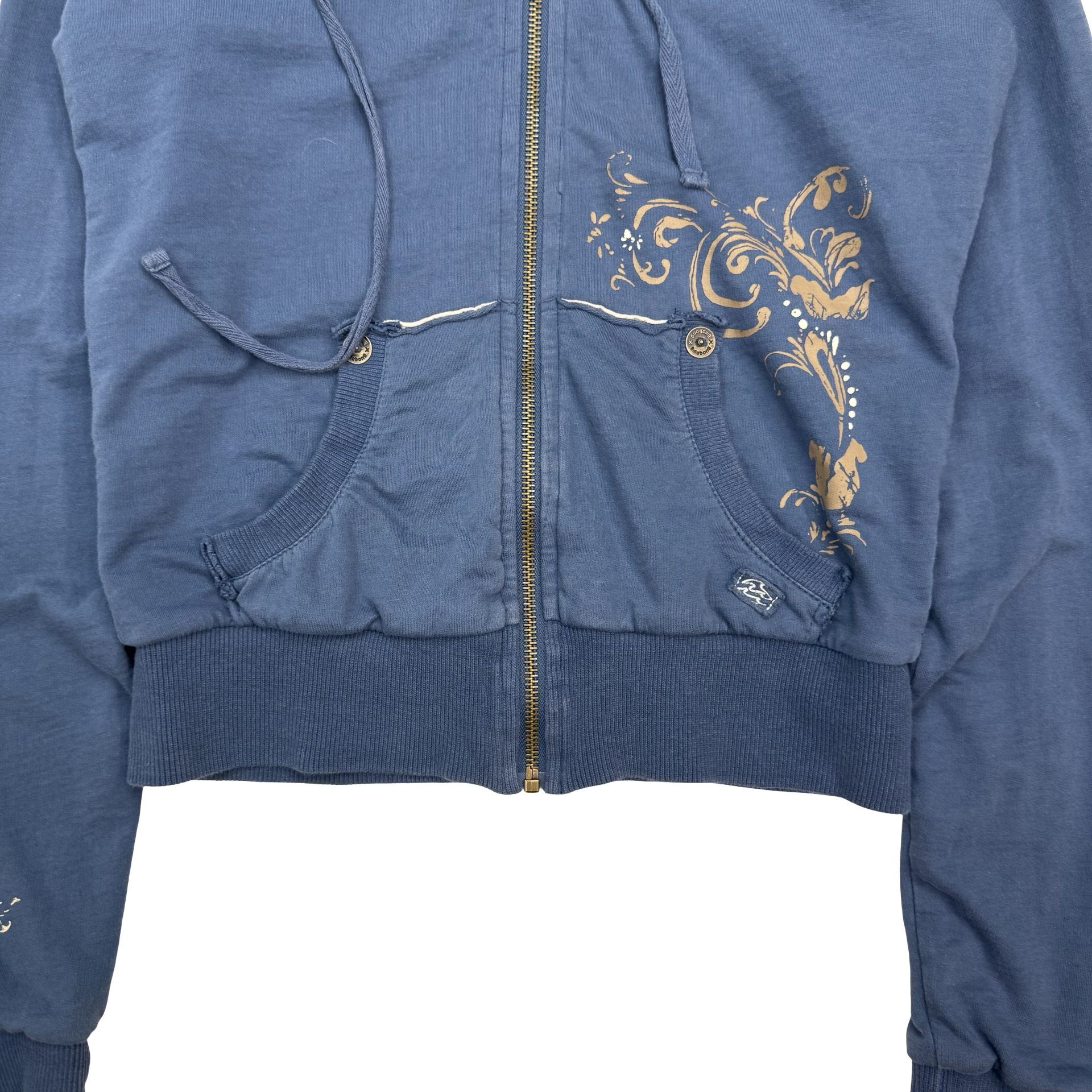 (W) Vintage Y2K Billabong Pattern Lined Zip Up Sweater Blue
