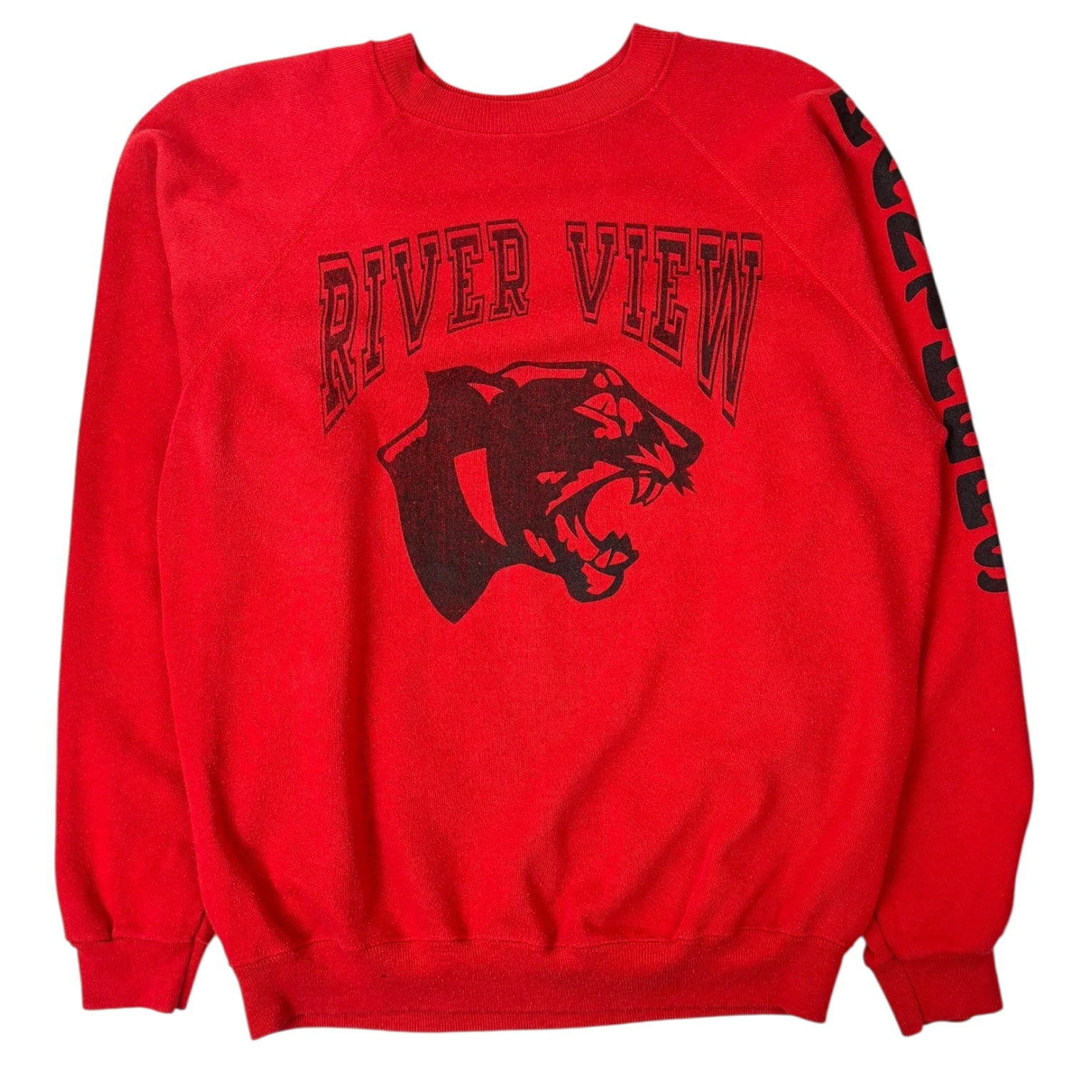Vintage River View Panthers Raglan Crewneck Red