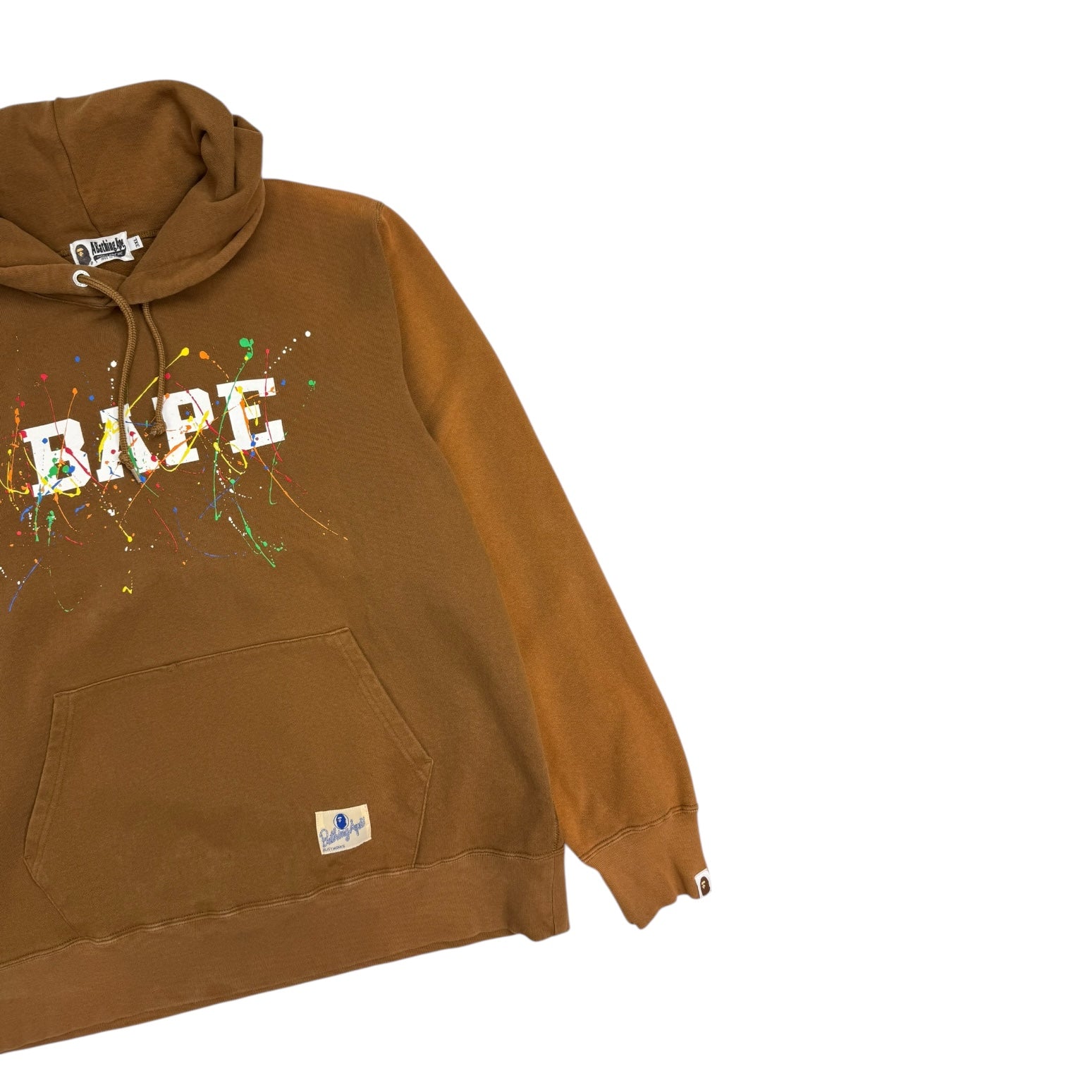 BAPE Spell Out Paint Splatter Hoodie Brown