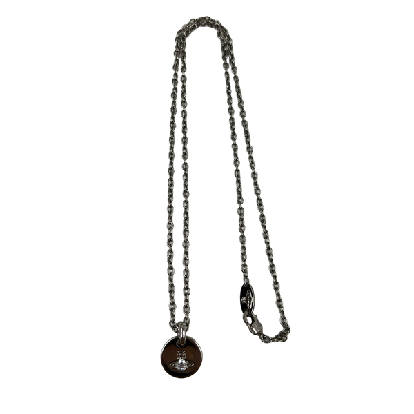 Vivienne Westwood Man Lewis Ruthenium Plated Disc Pendant Necklace
