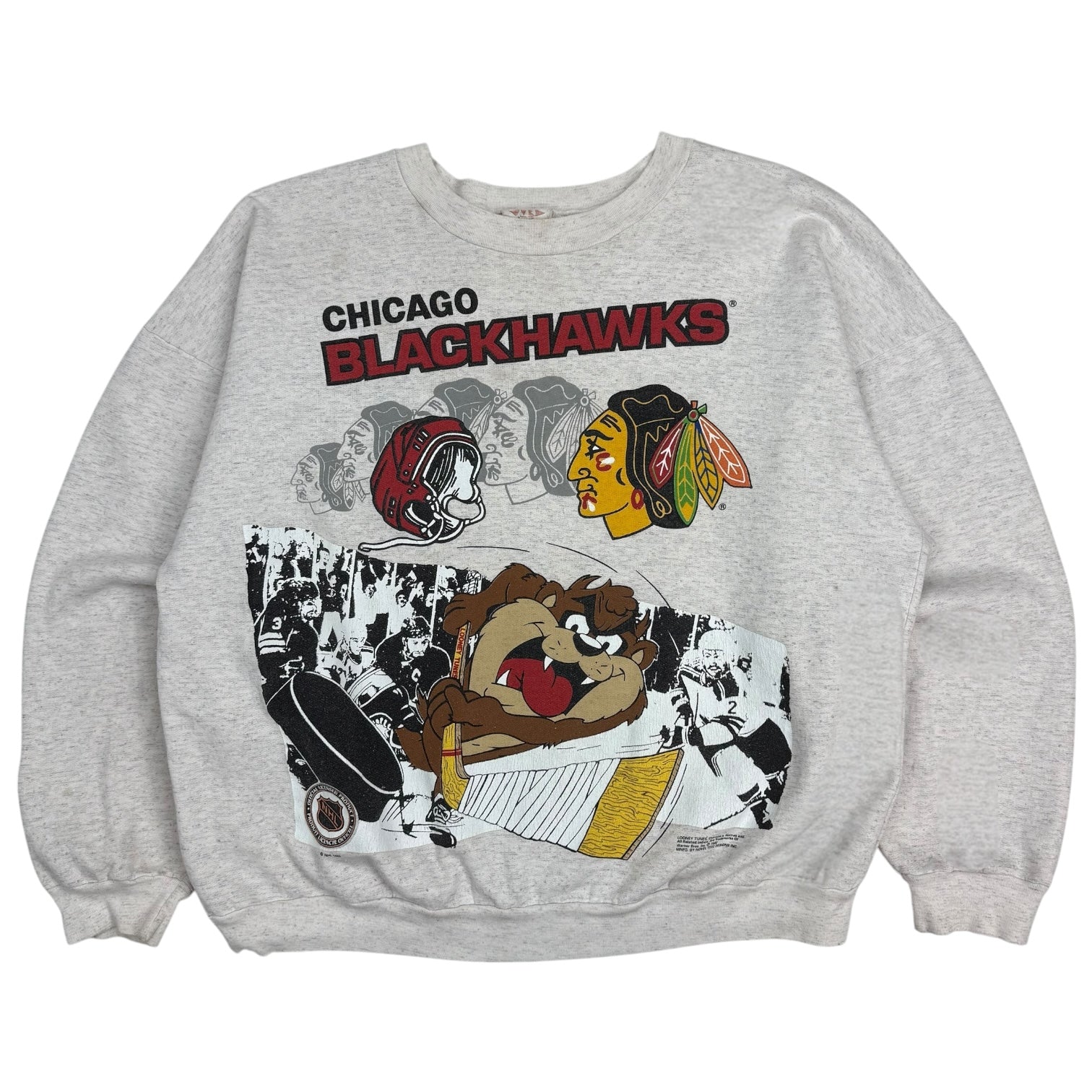 1992 Chicago Blackhawks Tasmanian Devil Crewneck Grey