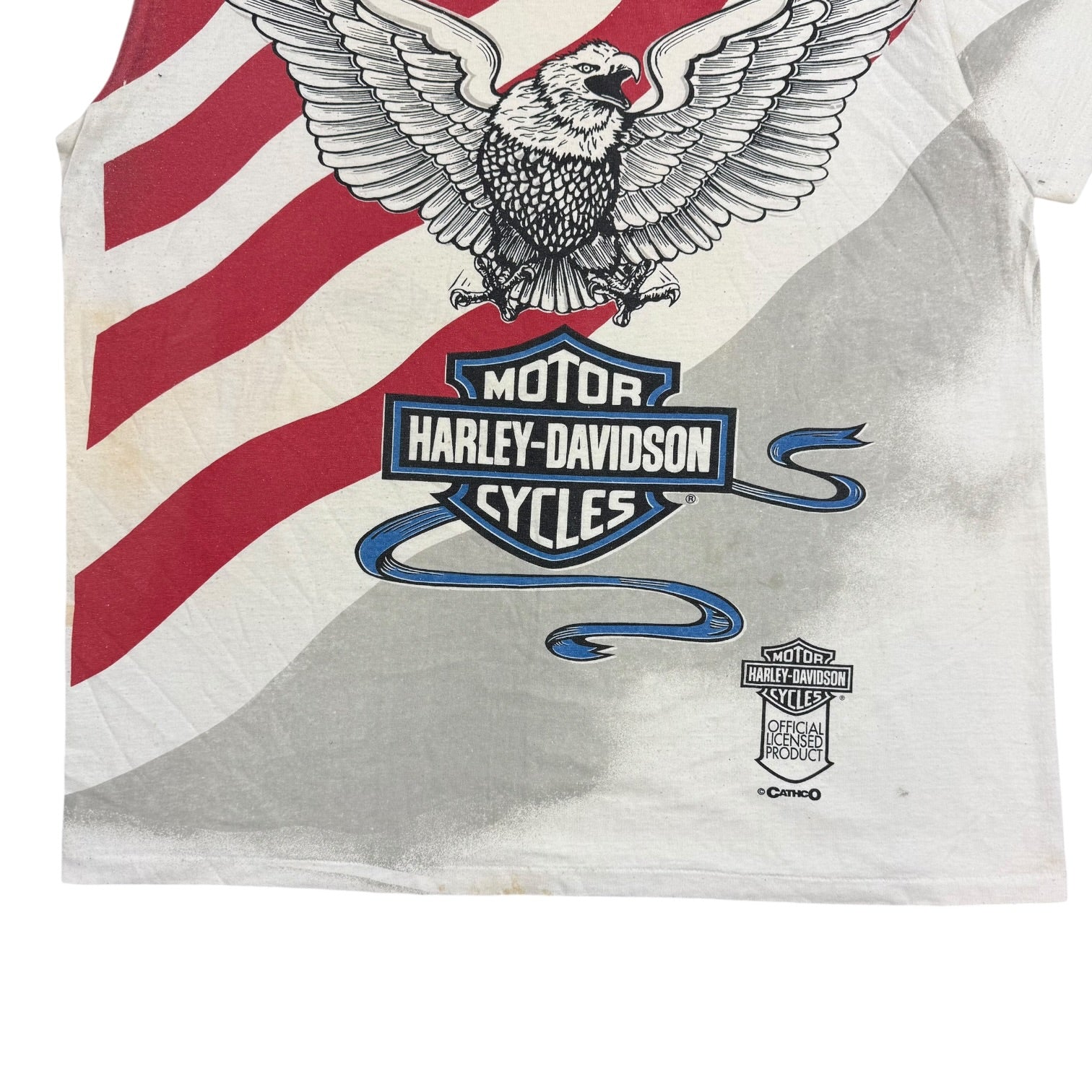 Vintage Harley Davidson USA Flag Tee White