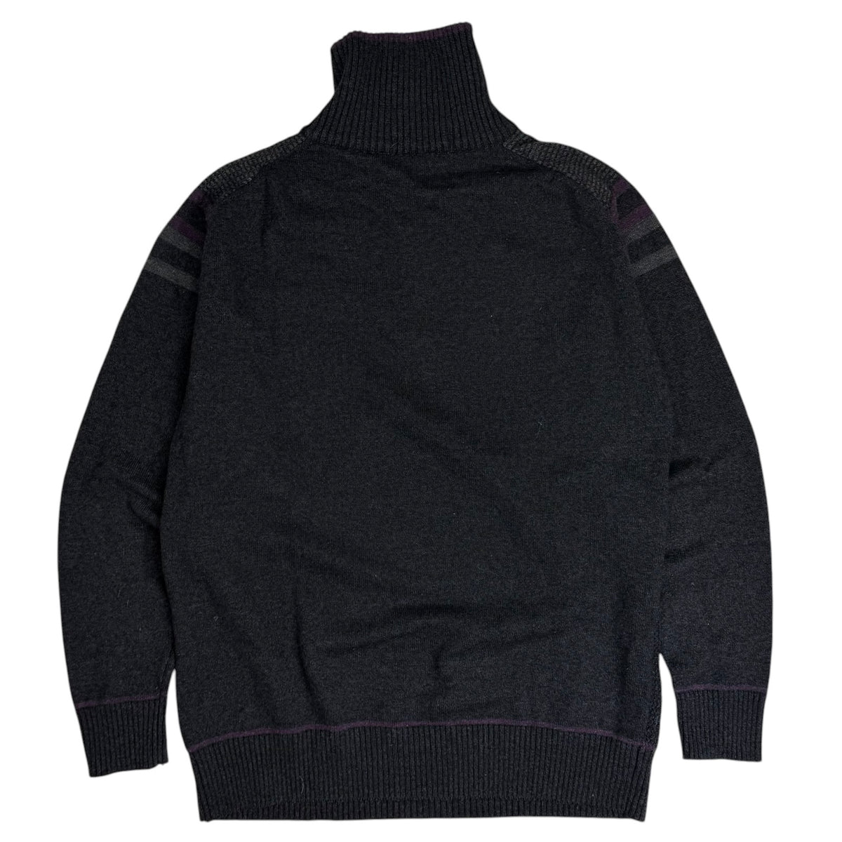 Vintage Giorgio Armani Mock Neck Knit Quarter Zip Charcoal
