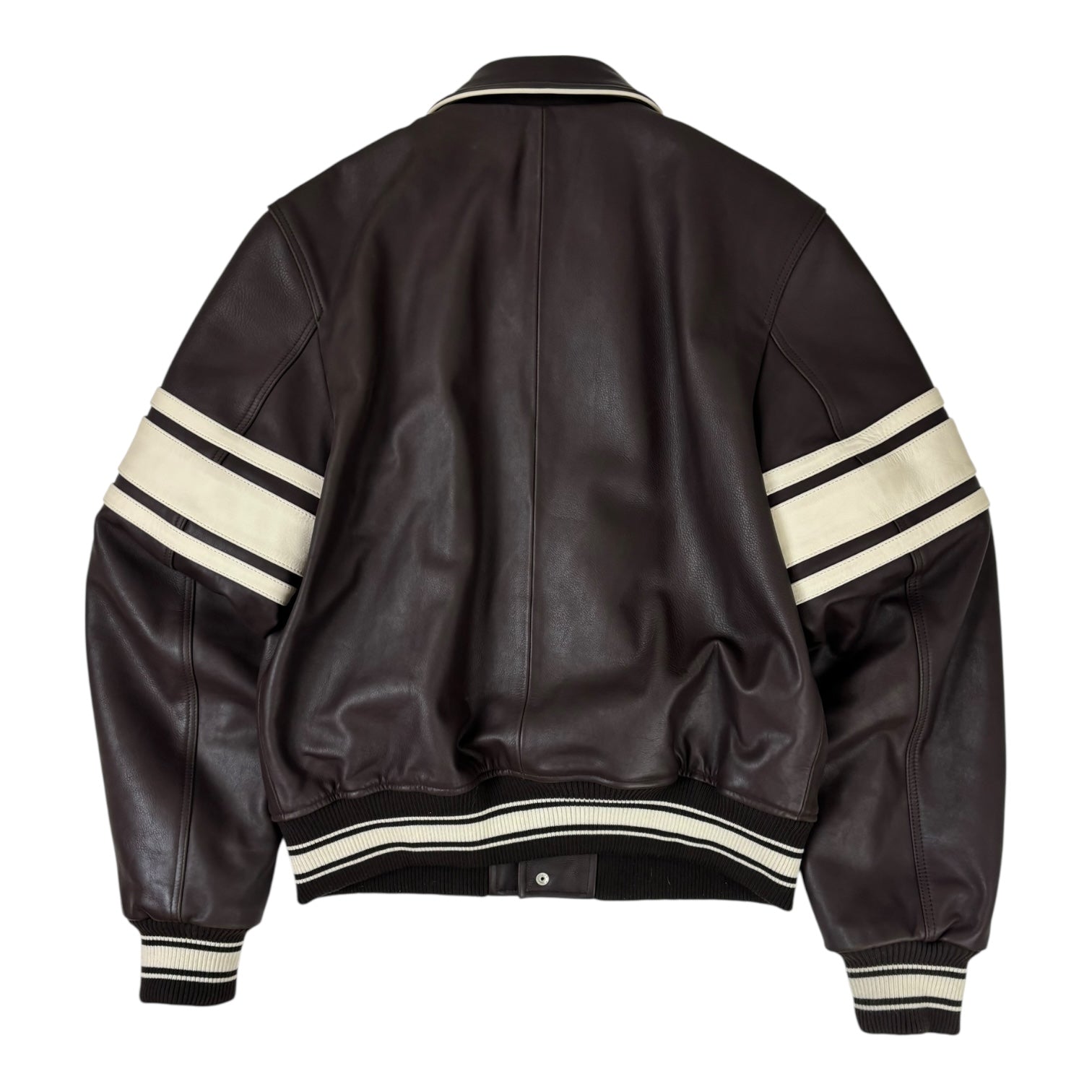 Stussy x Wales Bonner Leather Varsity Jacket Brown