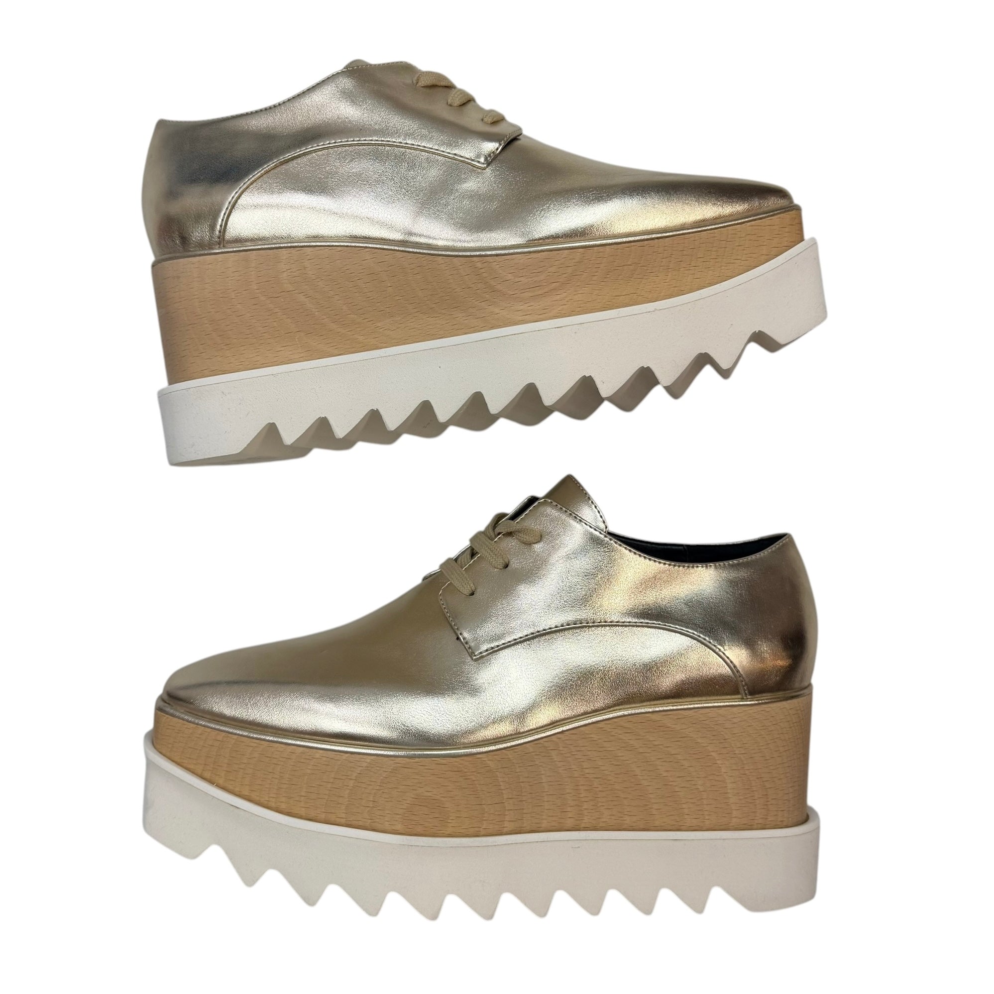 (W) Stella McCartney Faux Leather Platform Sneakers Gold