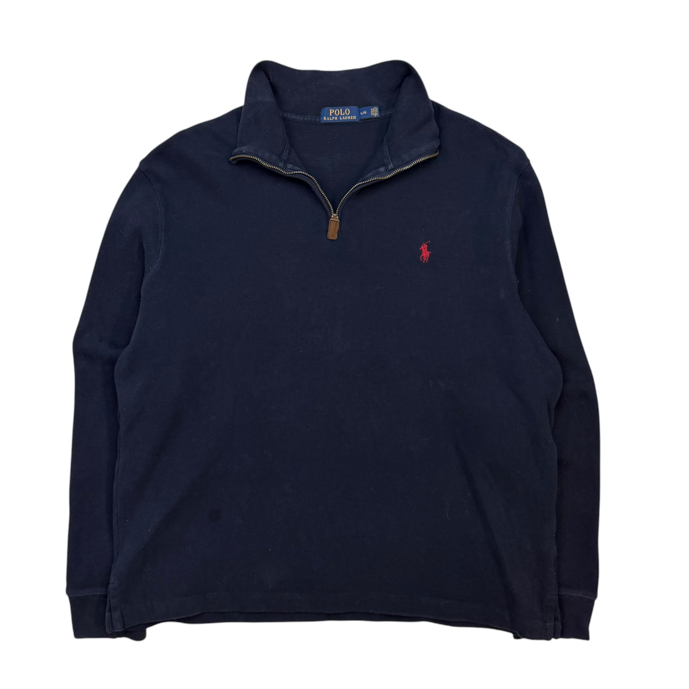 Vintage Polo Ralph Lauren Quarter Zip Sweater Navy Blue