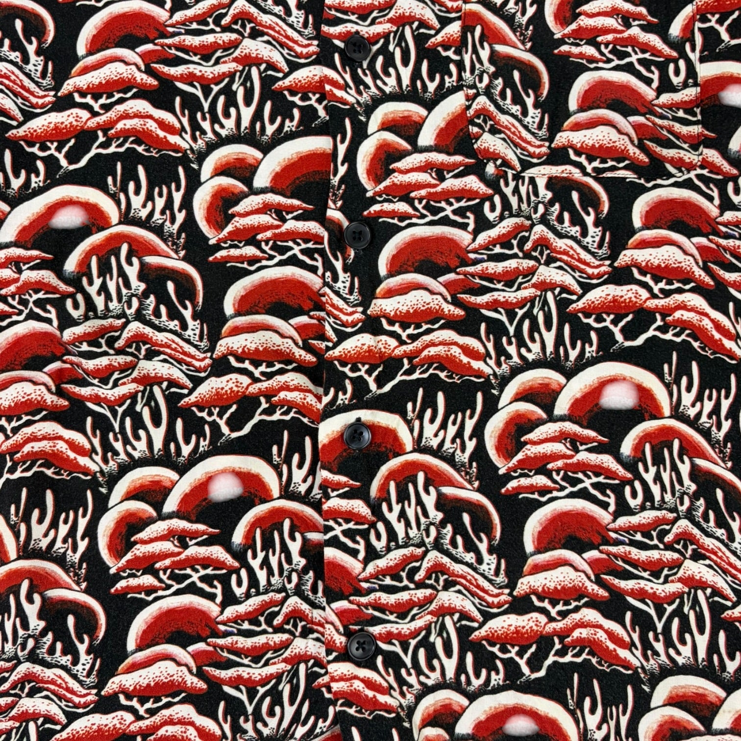 Stussy Short Sleeve Button Up Mushrooms T-Shirt