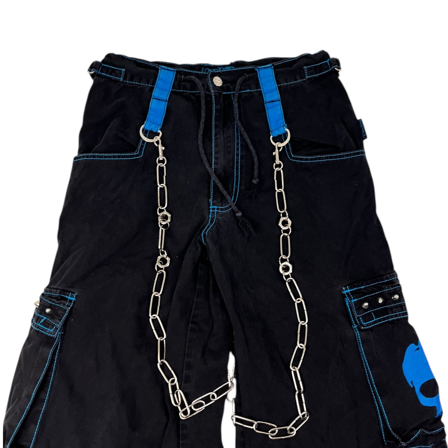 Vintage Y2K Tripp NYC Goth Rave Skull Baggy Pant Black/Blue