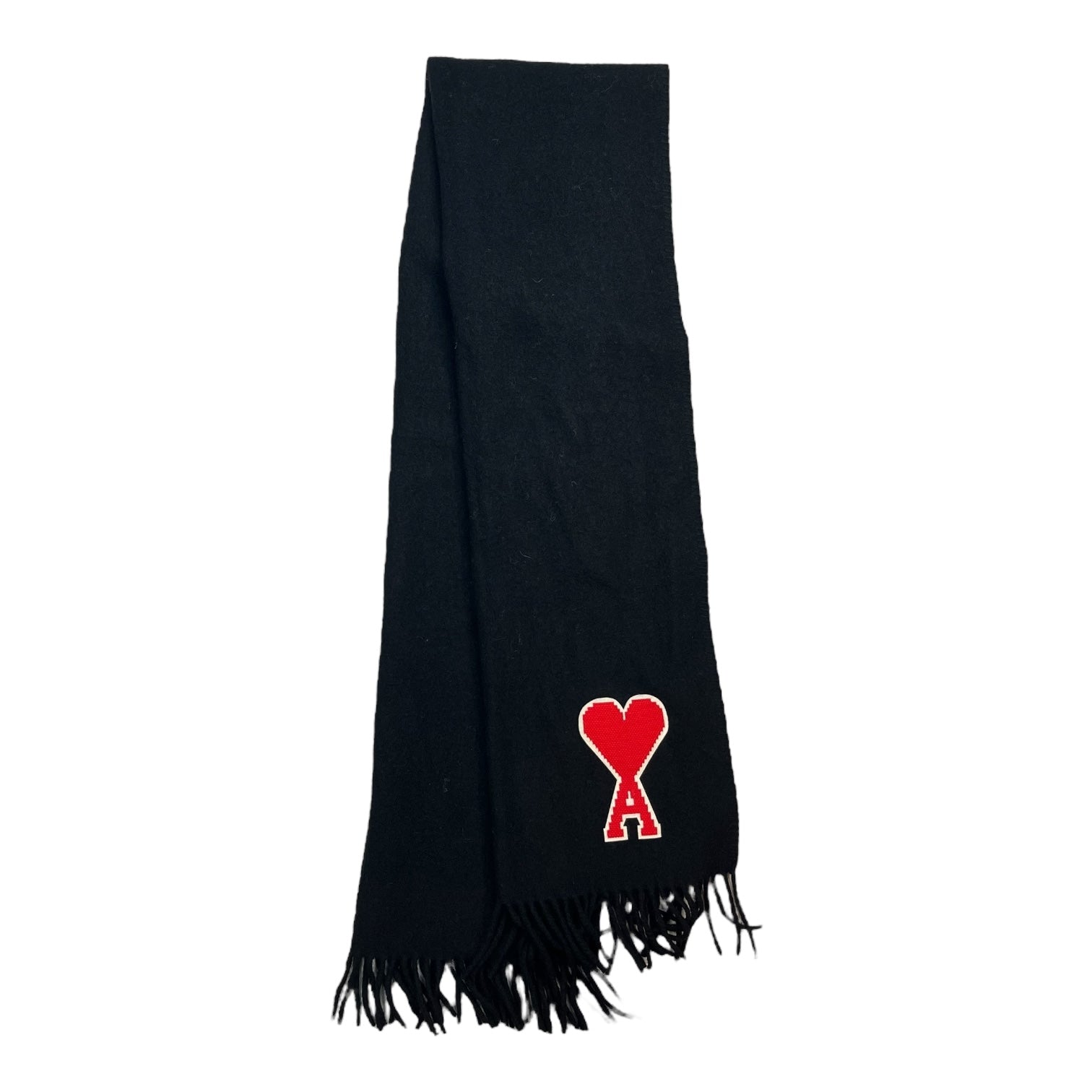 AMI Wool Logo Scarf Black