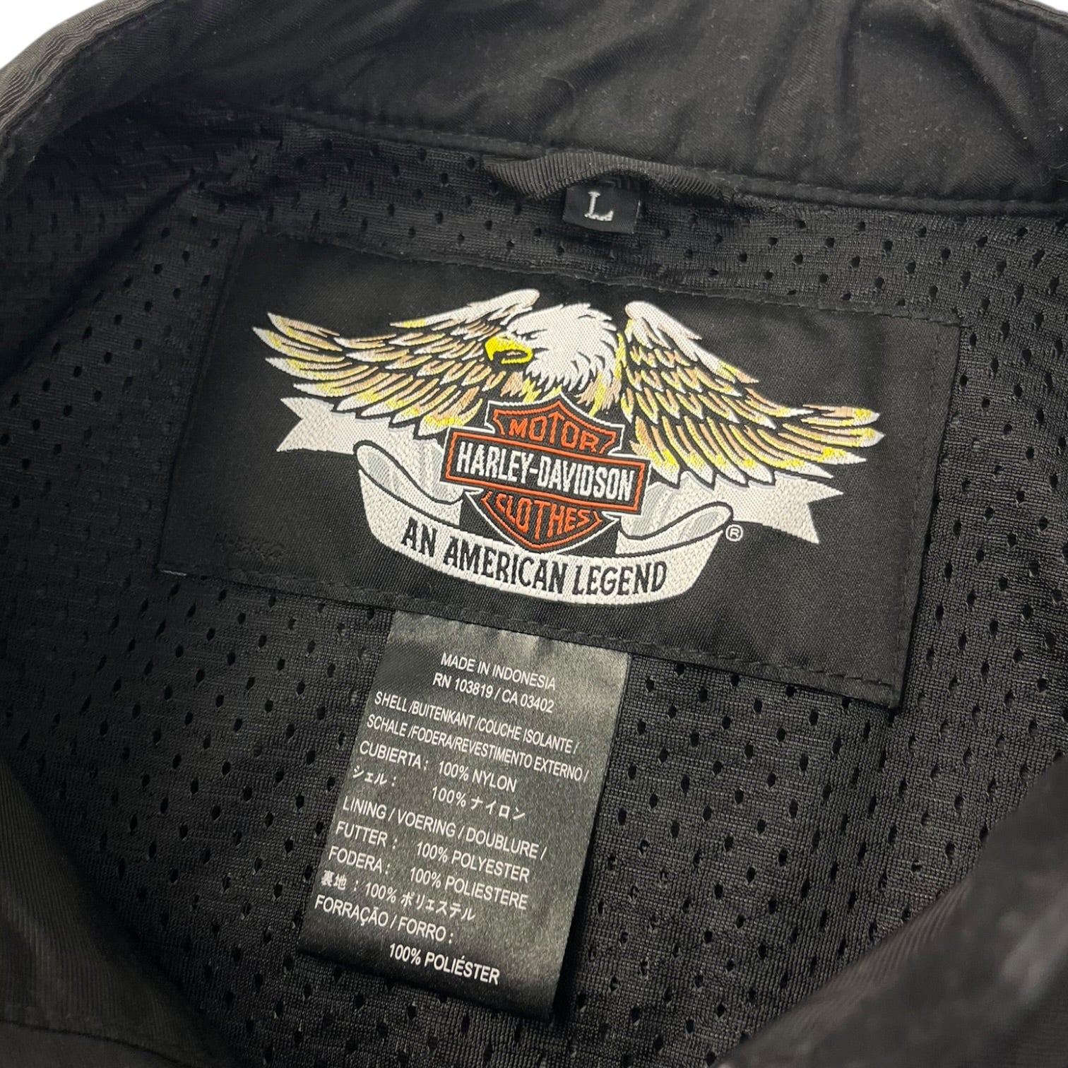 Vintage Y2K Harley Davidson Tribal Skull Nylon Rider Jacket