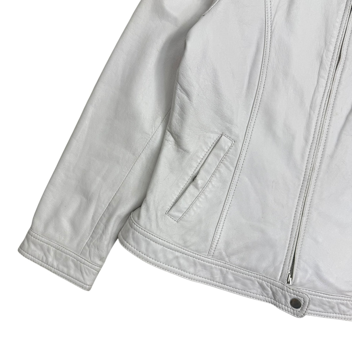 (W) Vintage Danier Leather Moto Jacket White