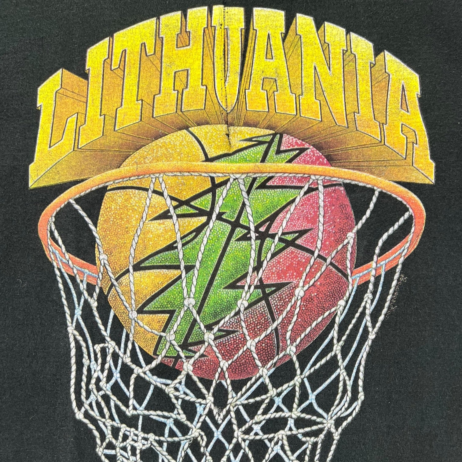 Vintage 1996 Lithuania Basketball Team T-Shirt Black