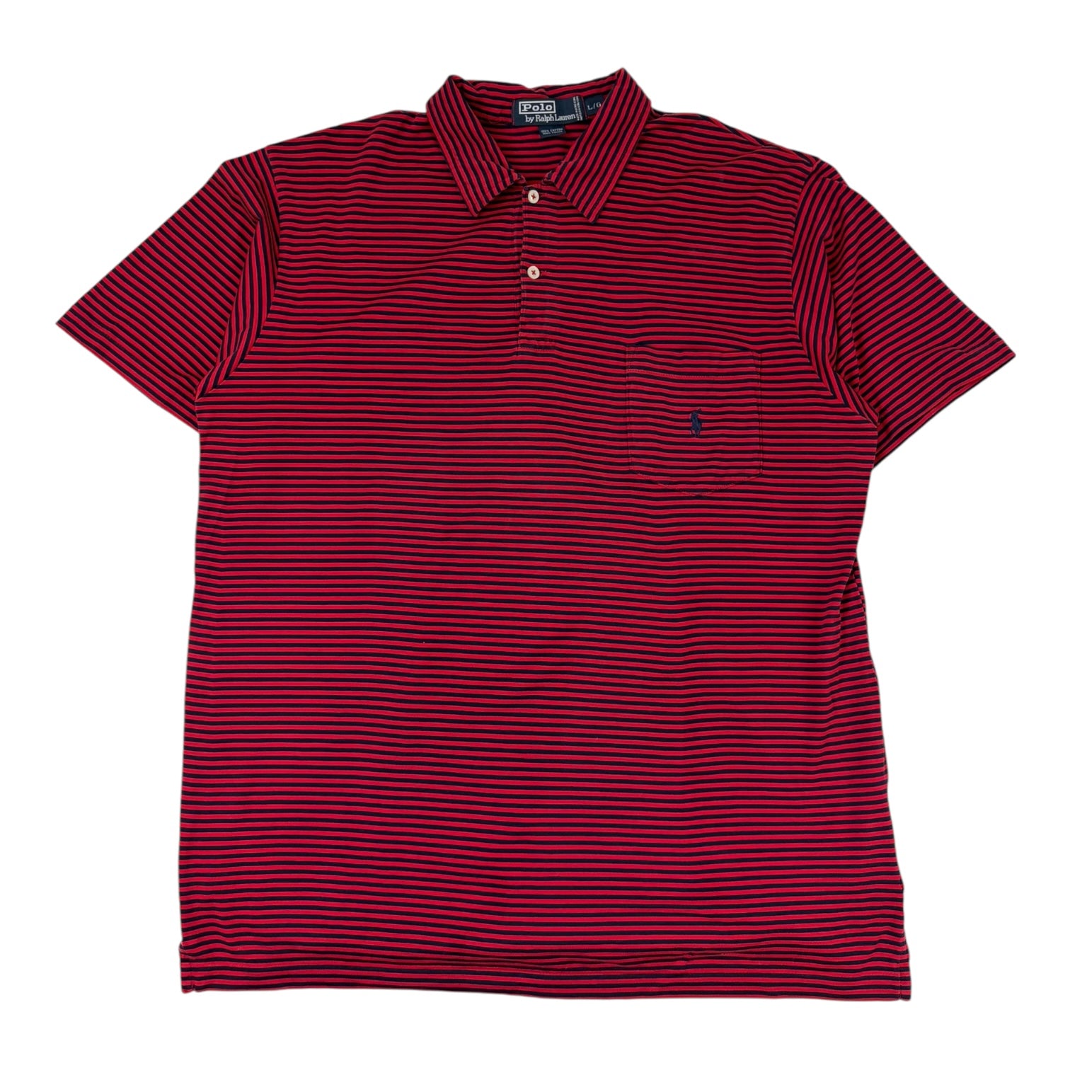 Vintage Polo Ralph Lauren Striped Polo T-Shirt Red/Black