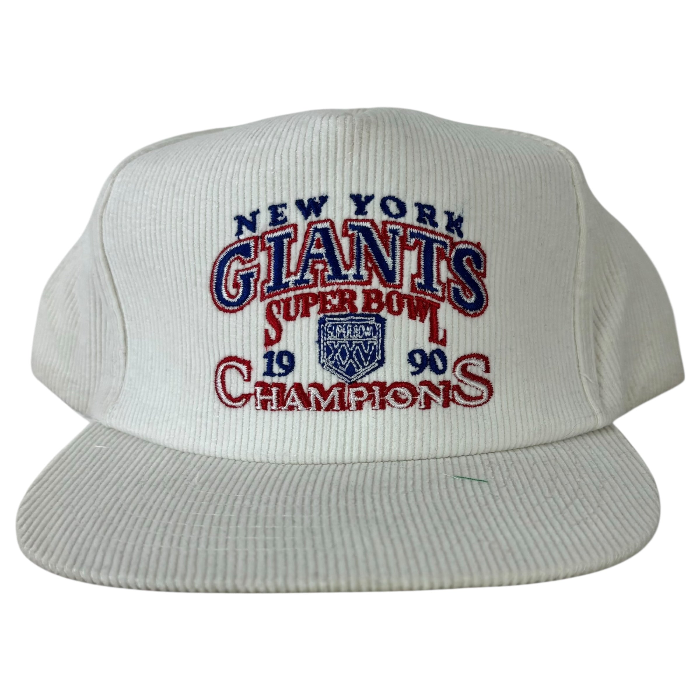 Vintage 1990 New York Giants Super Bowl Corduroy SnapBack Hat White