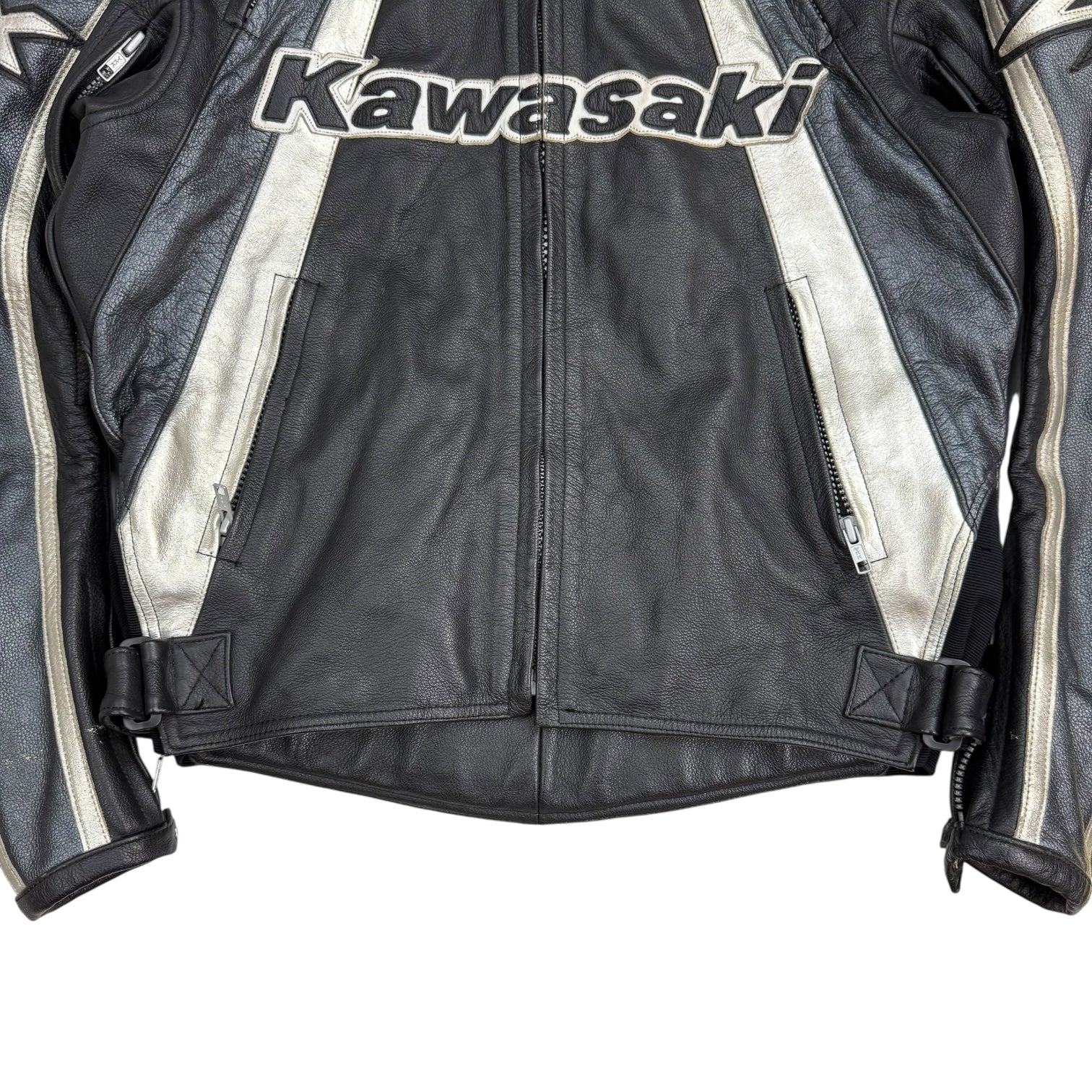 Vintage Kawasaki Leather Moto Jacket Black