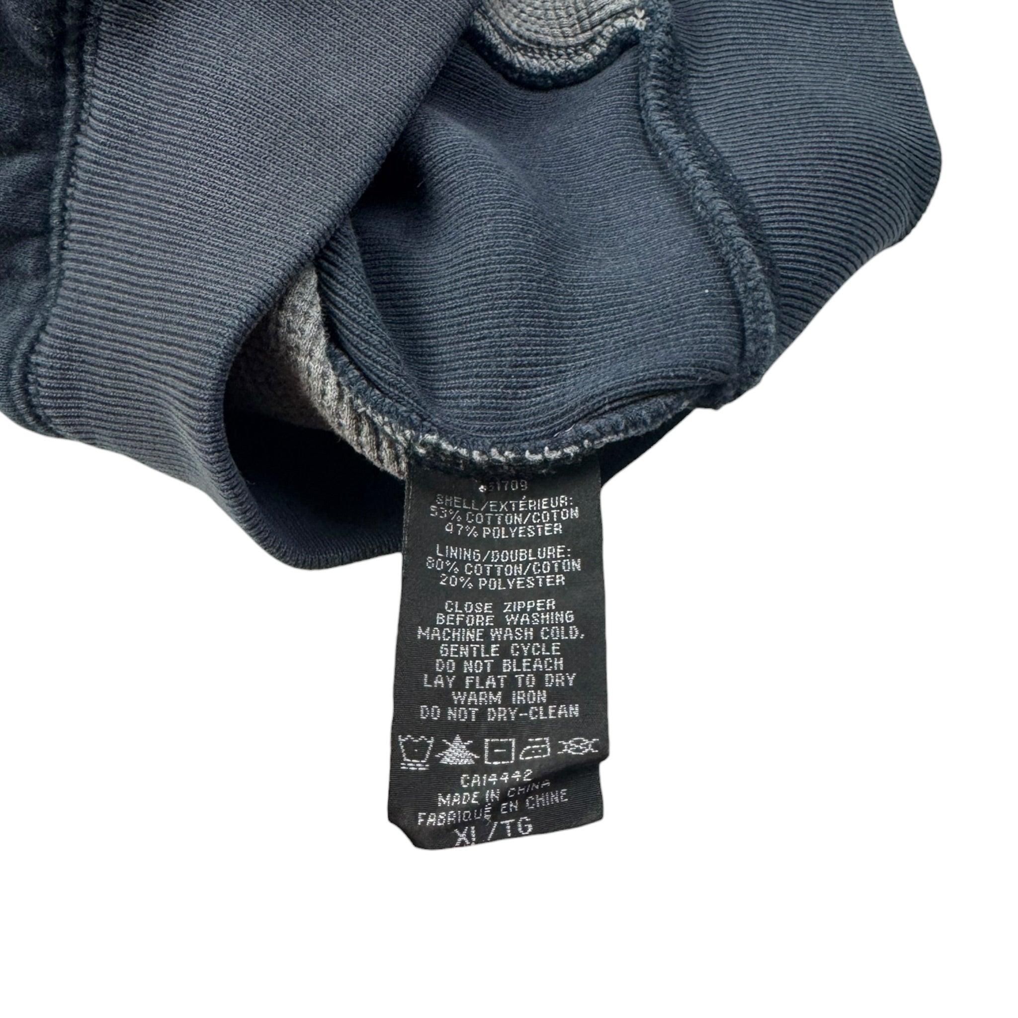 Vintage Distressed Mondetta Waffle Lined Zip Hoodie Faded Navy