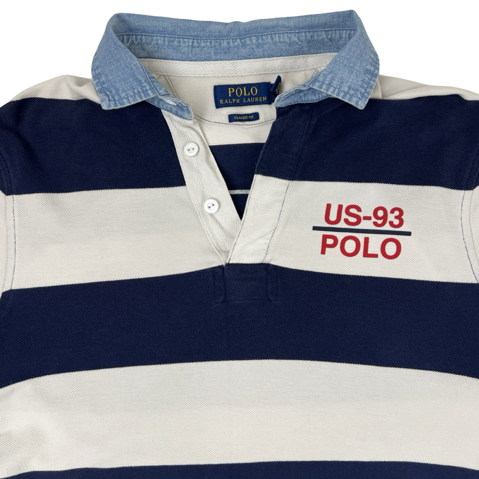 Vintage Polo Ralph Lauren US-93 Striped Polo Shirt White/Blue
