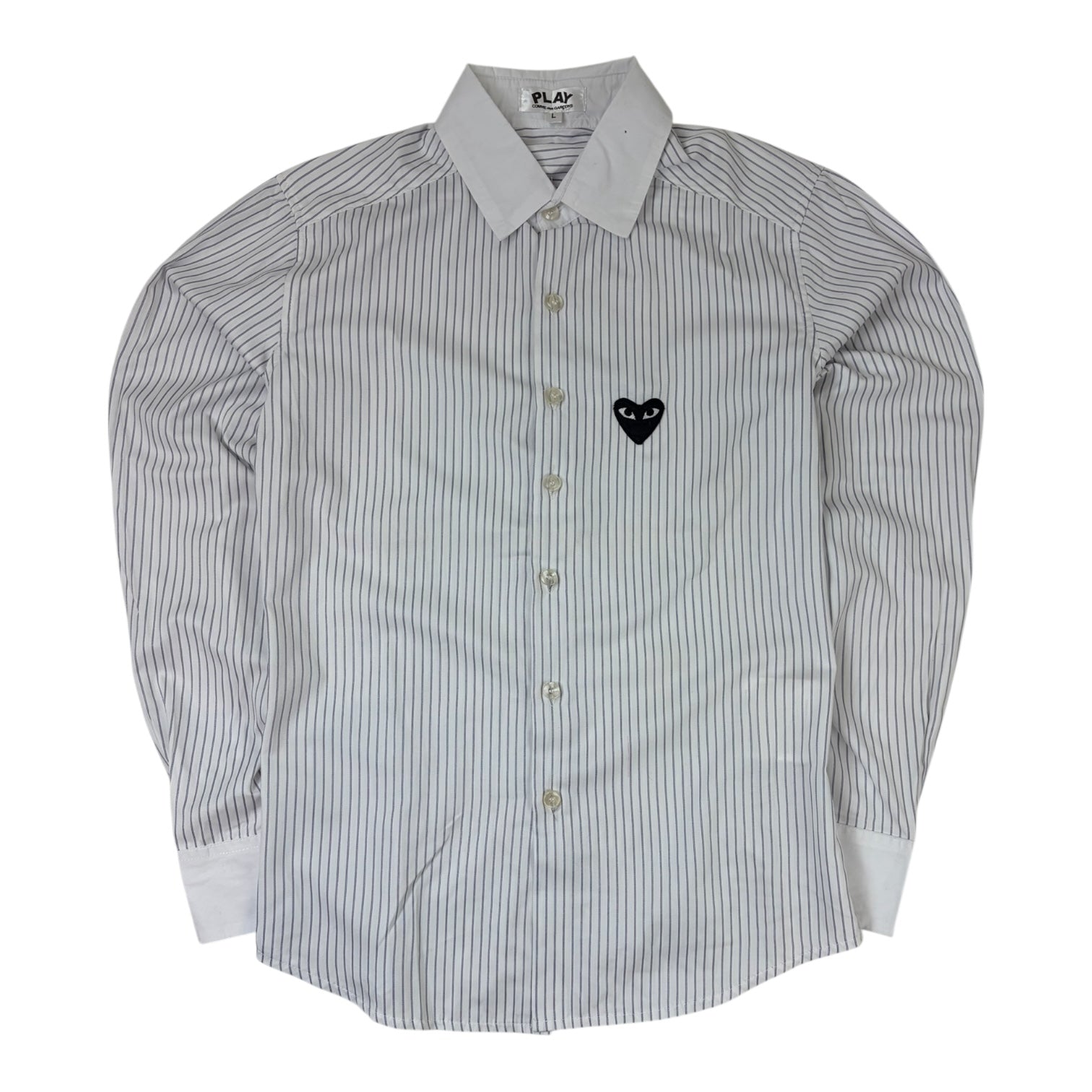 Comme Des Garçons PLAY Striped Button-Up Shirt White