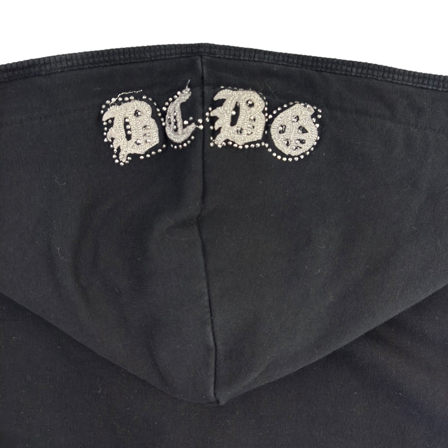 (W) BCBG Rhinestone Zip Up Hoodie Black