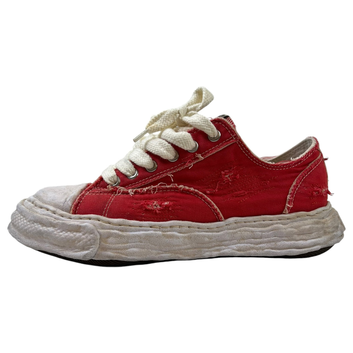 Maison MIHARA YASUHIRO Peterson23 OG Sole Ripped Overdye Canvas Sneaker Red