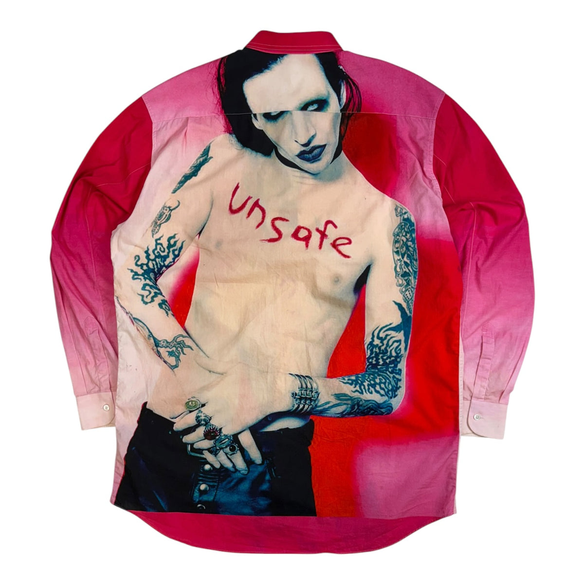 Vetements AW18 Marilyn Manson Printed Button-Up Shirt Pink