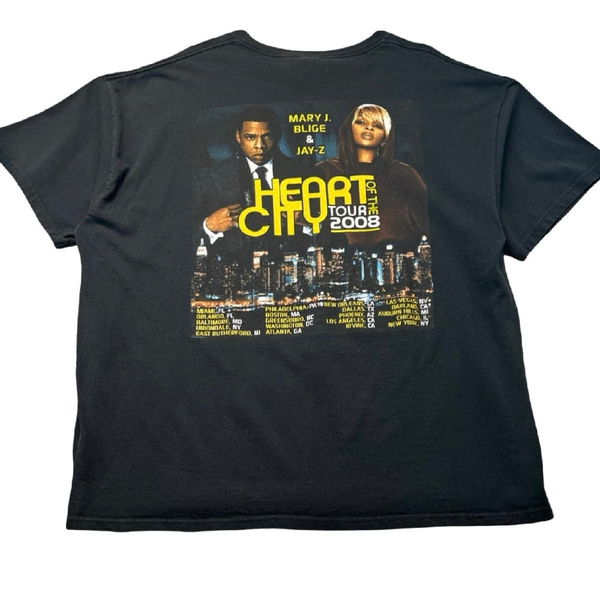 Vintage 2008 Mary J Blige & Jay Z “Heart of The City” Tour Tee Black