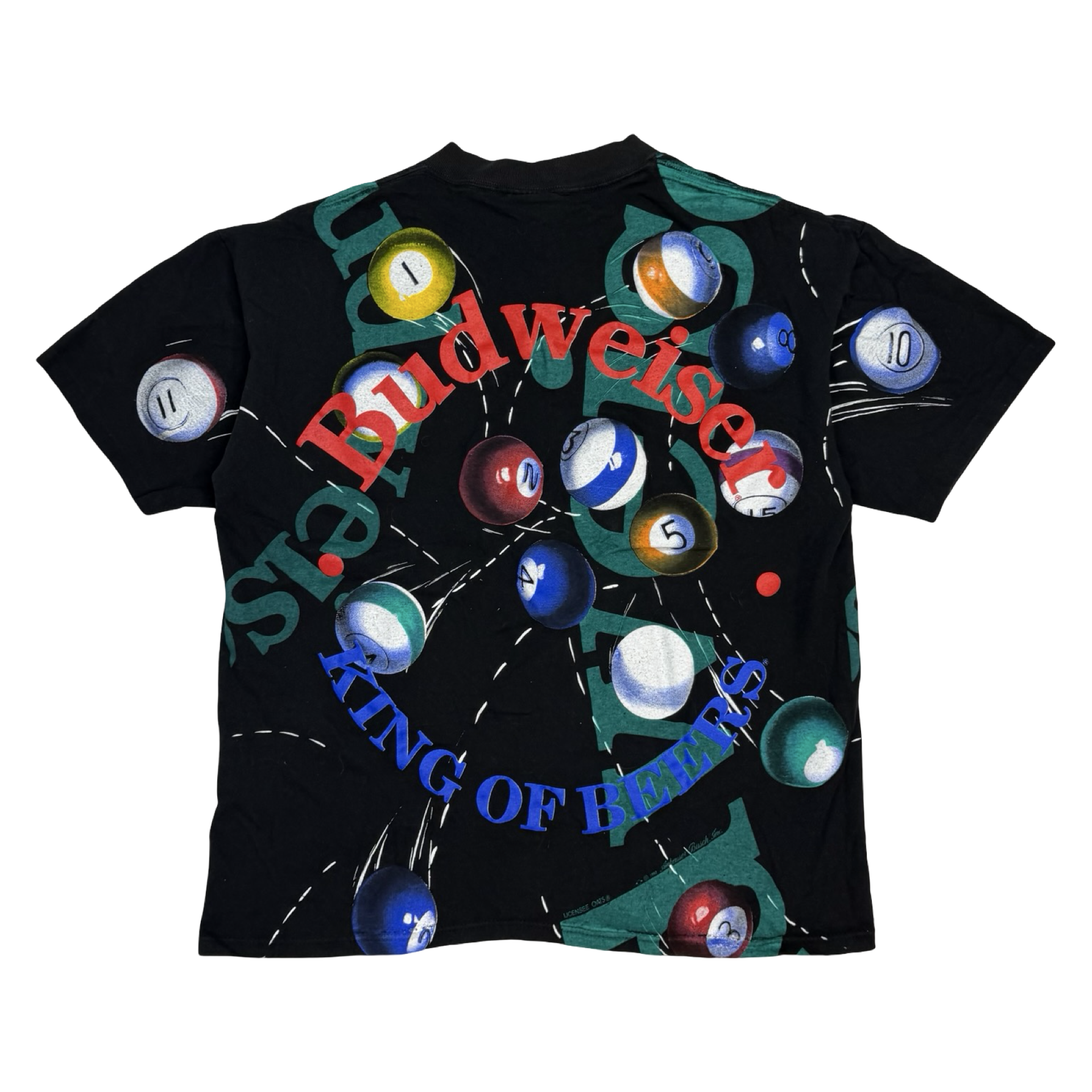 1992 Budweiser Pool All Over Print Tee Black