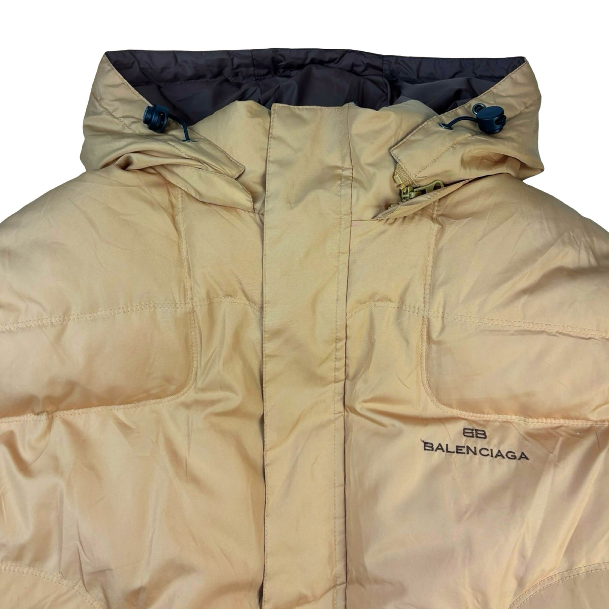 Balenciaga Hooded Down Puffer Tan