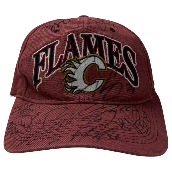 Vintage Starter Calgary Flames Signed Velcro Strap Back Hat