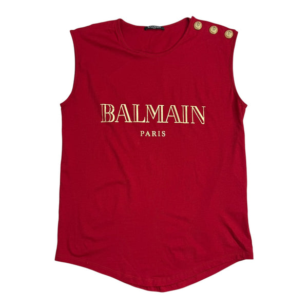 (W) Balmain Logo Print Tank Top Red