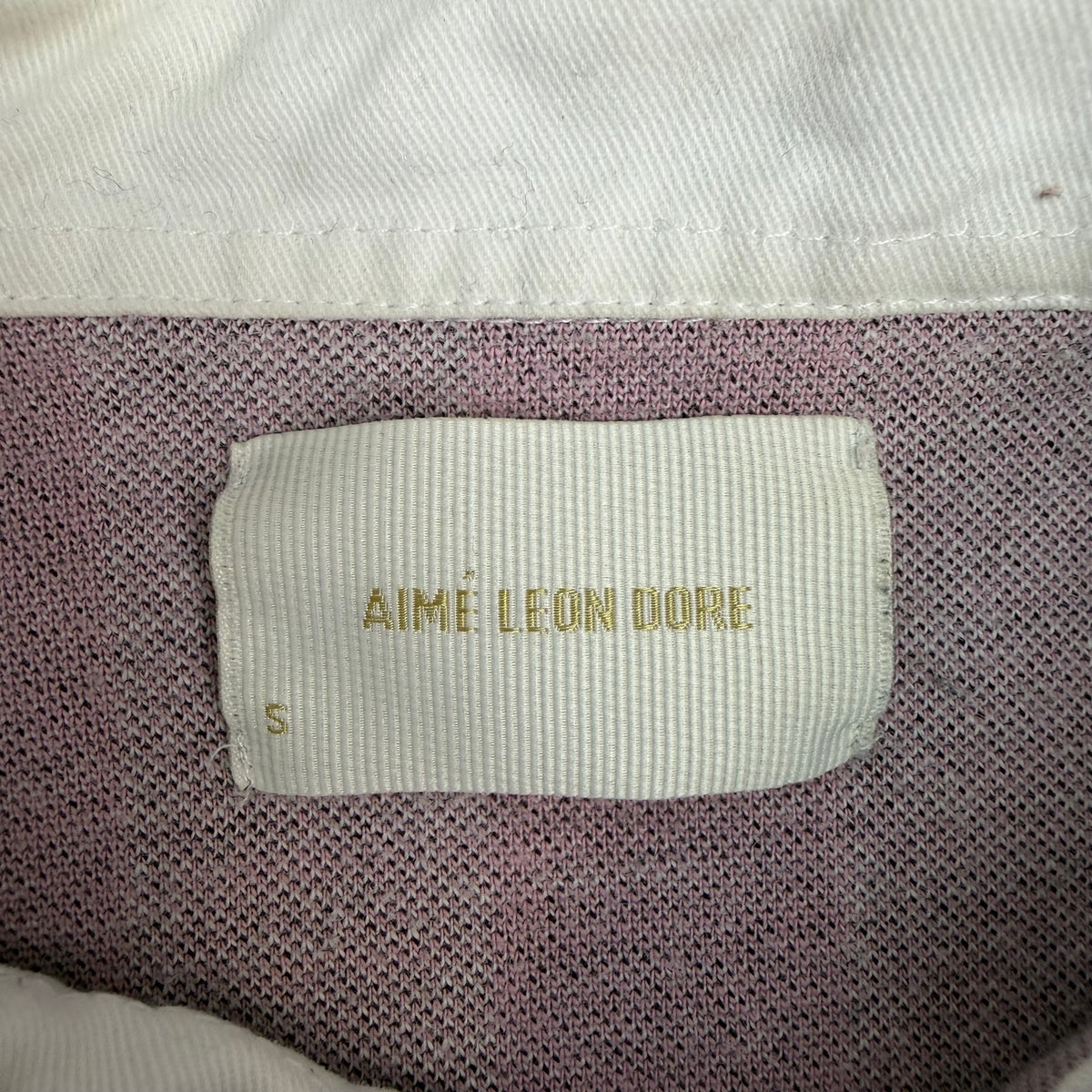 Aimé Leon Dore Flock Print LS Striped Polo Pink White