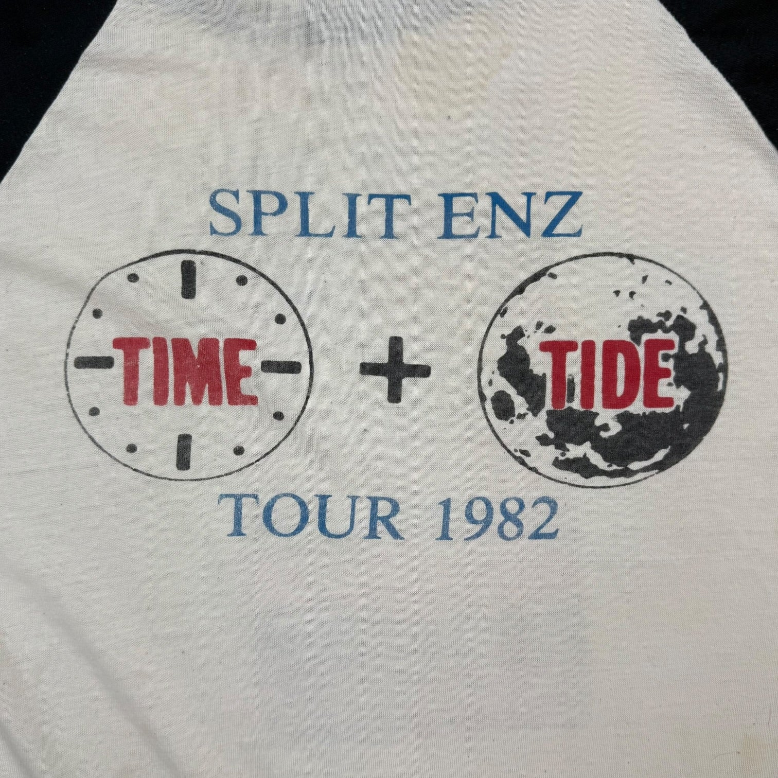 1982 Split Enz ‘Time And Tide’ Tour Raglan Tee White