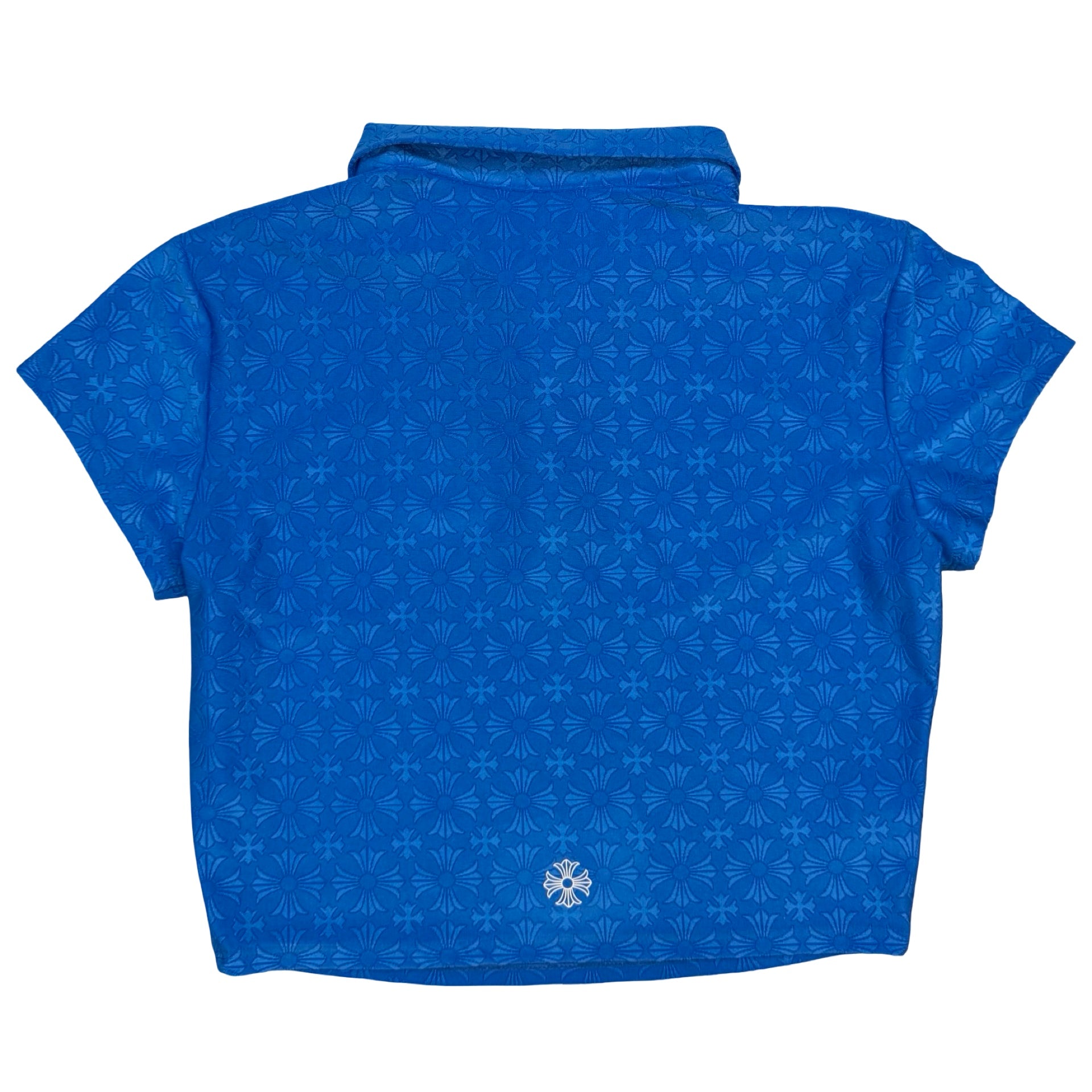 (W) Chrome Hearts Cross Pattern Horseshoe Golf Polo Shirt Blue