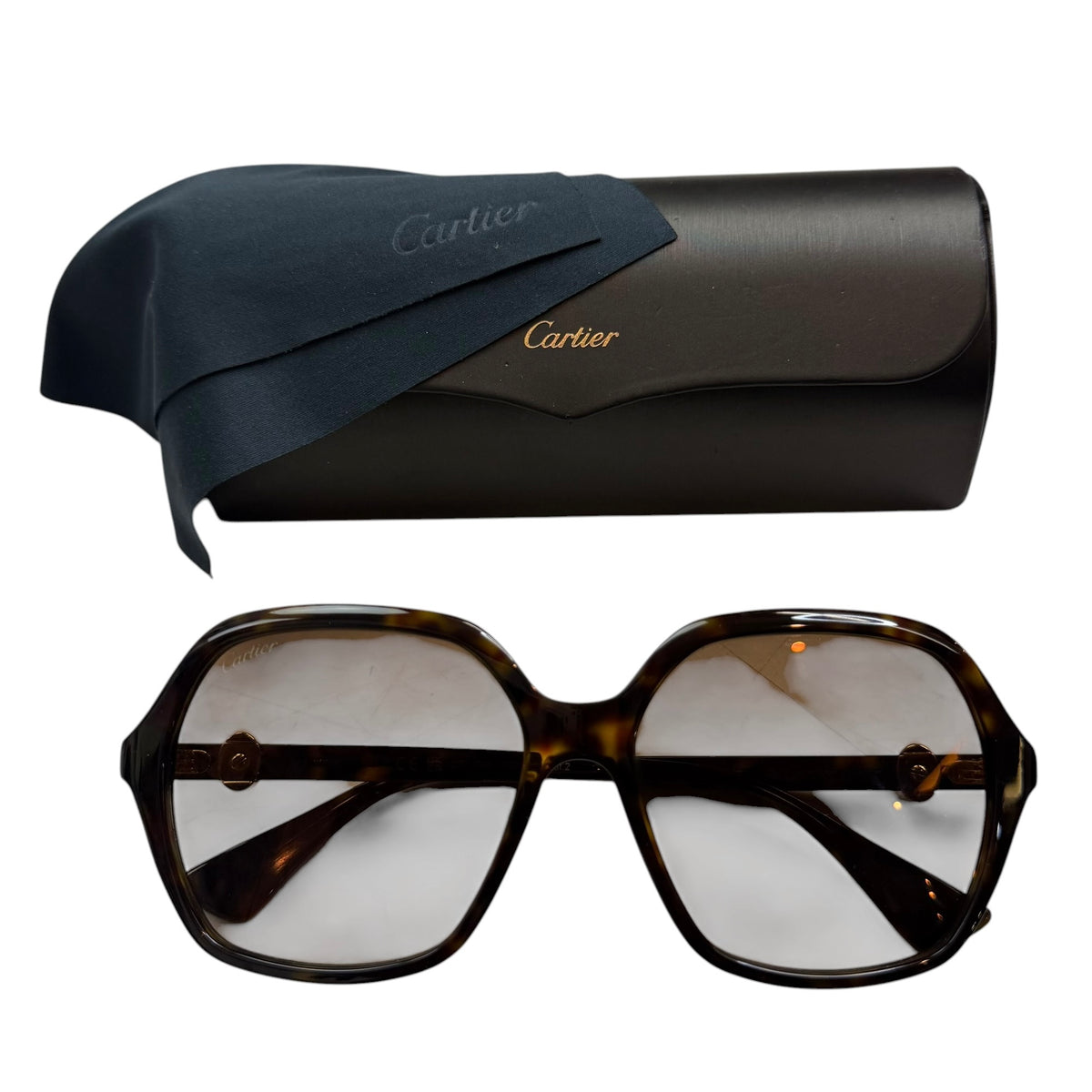 (W) Cartier CT0470S Oversized Sunglasses Black