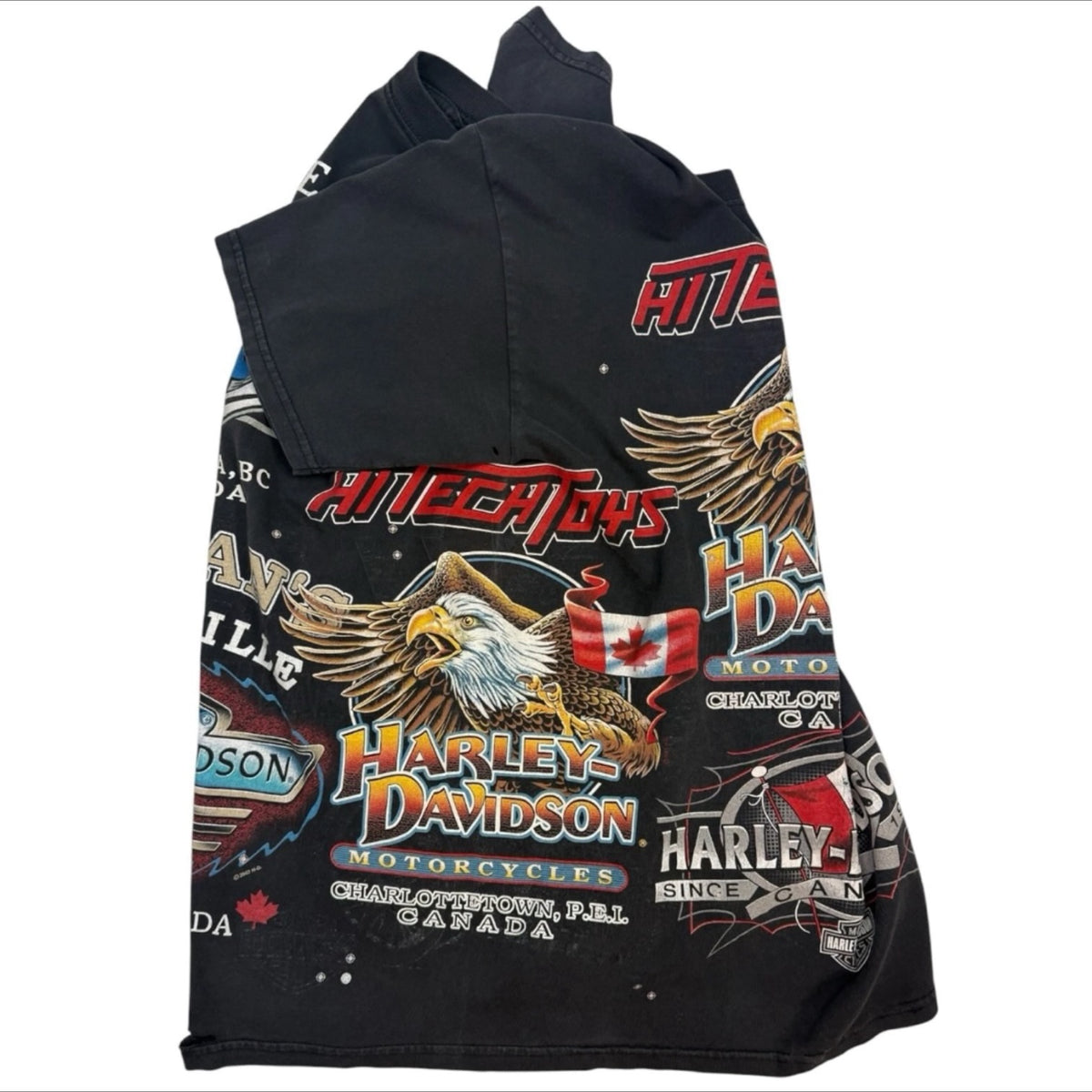 Vintage Harley Davidson Canadian Test Print Double Sided Tee Black