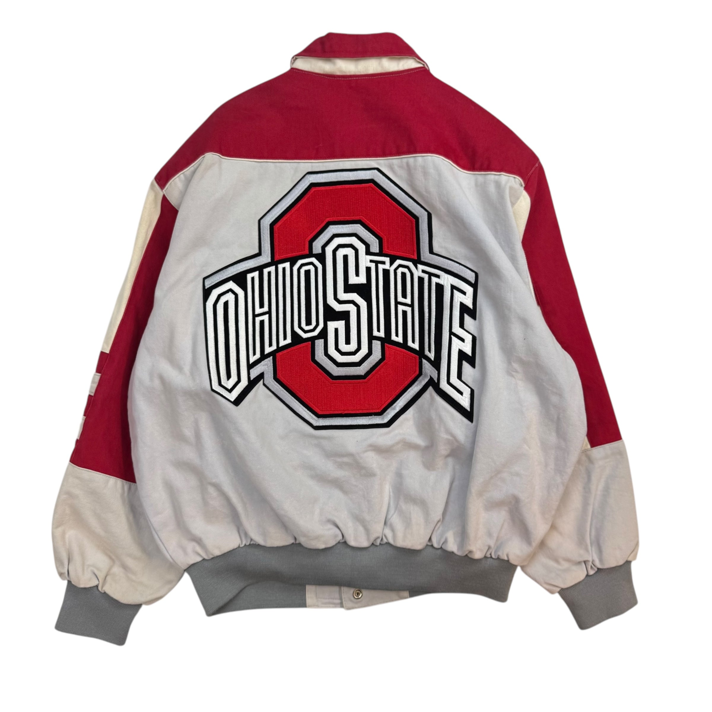 Vintage Jeff Hamilton Ohio State Letterman Jacket Washed White