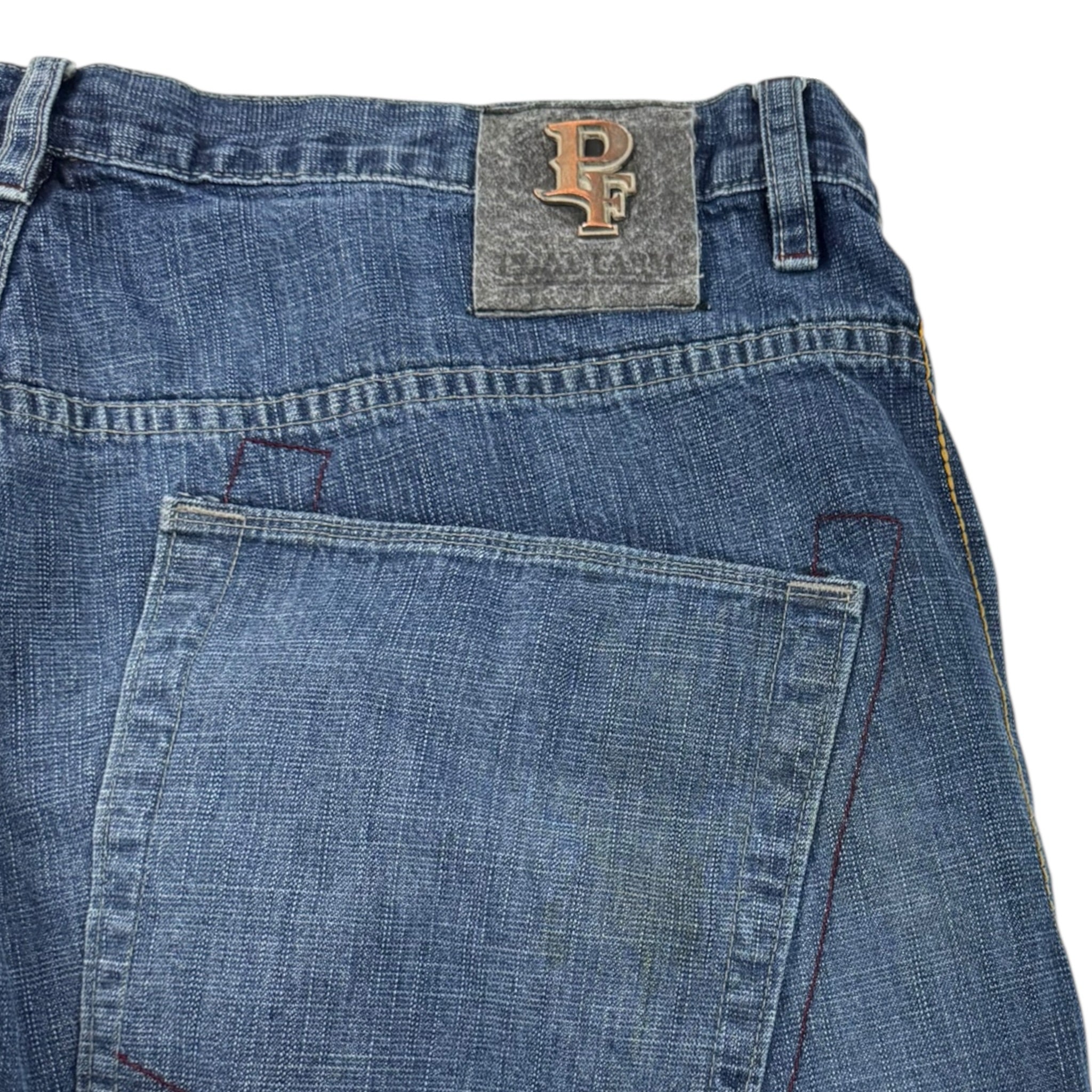 Y2K Phat Farm Leather Patch Dark Wash Denim Pants