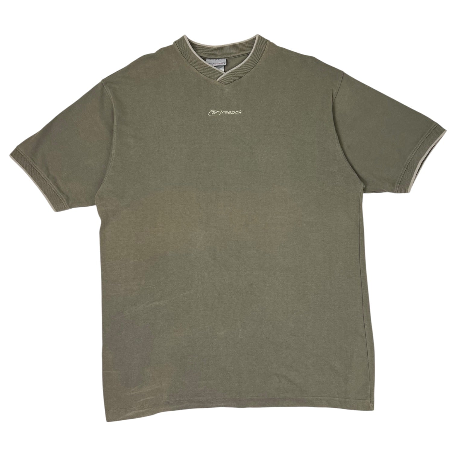 Vintage V-Neck Reebok T-Shirt Olive Green