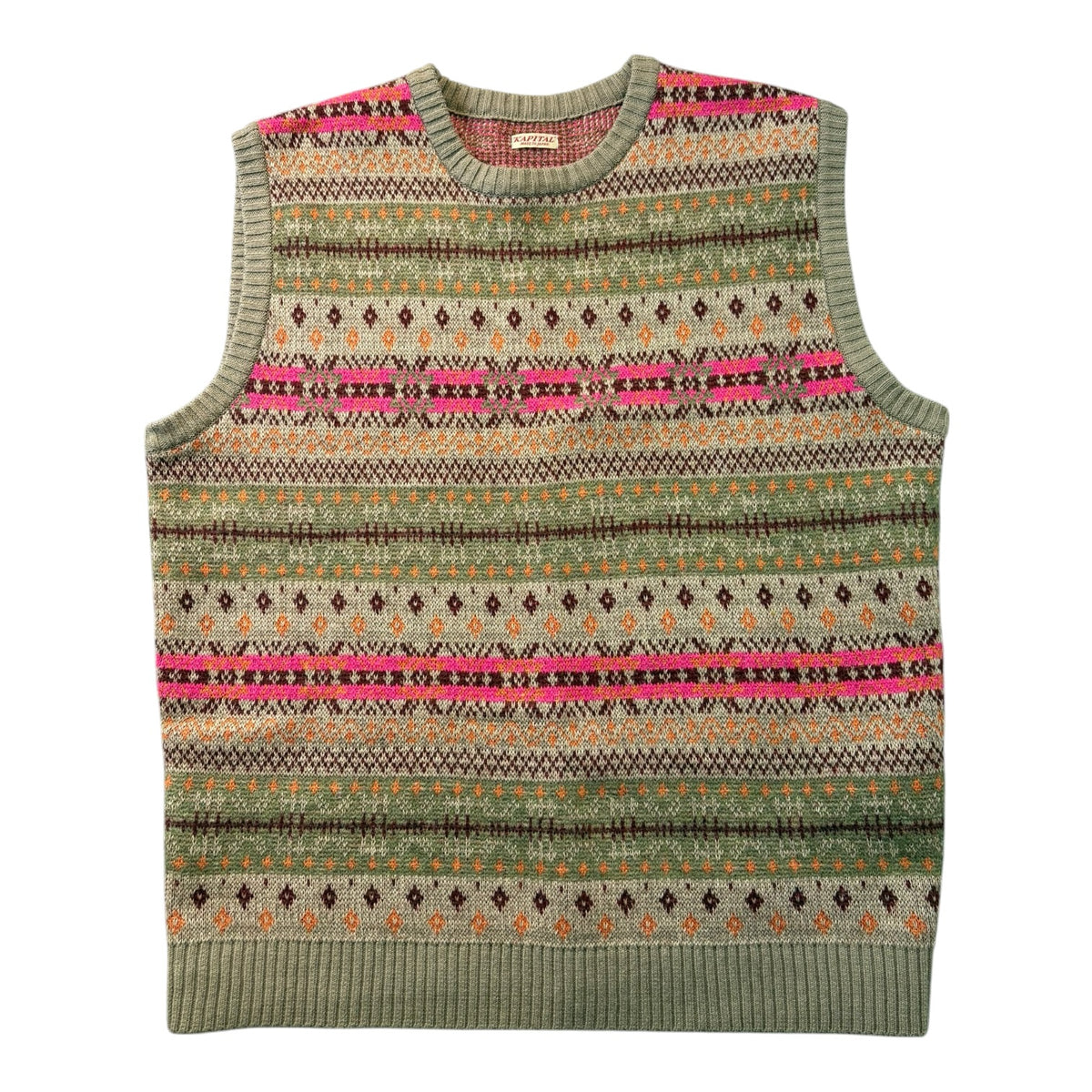 Kapital 7G Wool Fair Isle Bone Vest