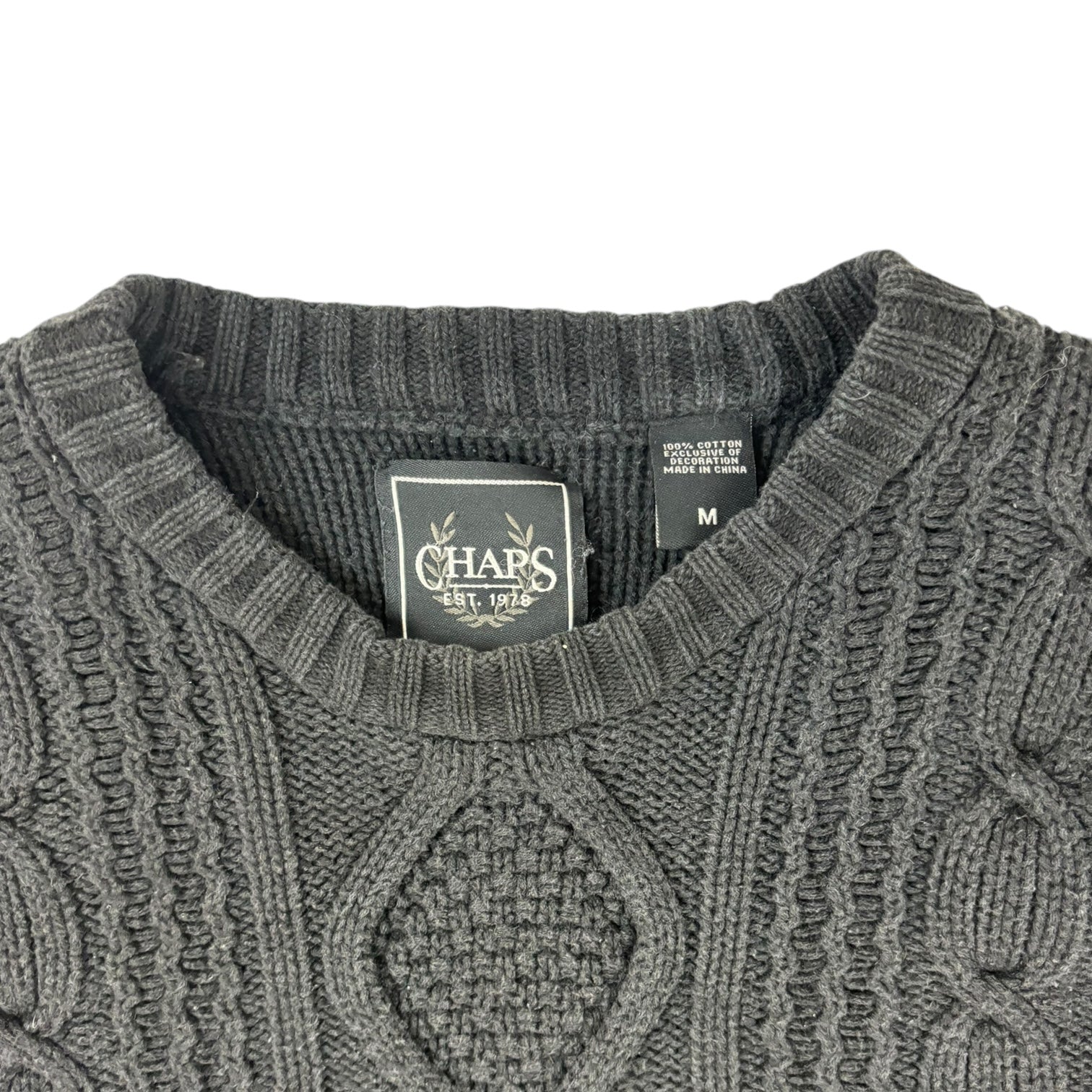 Vintage Chaps Cable Knit Sweater Black